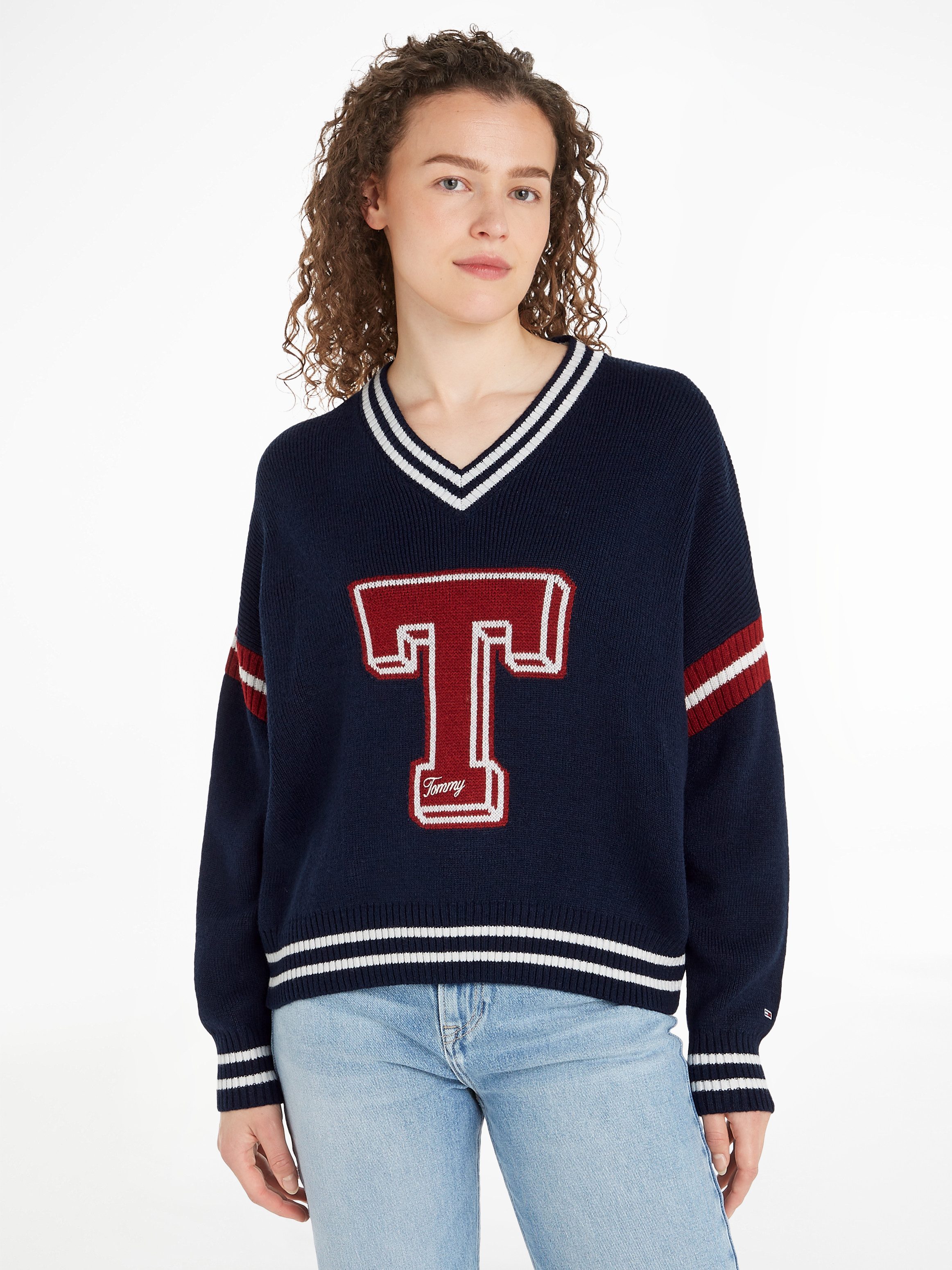 TOMMY JEANS Gebreide trui TJW LETTERMAN SWEATER met geborduurde -vlag