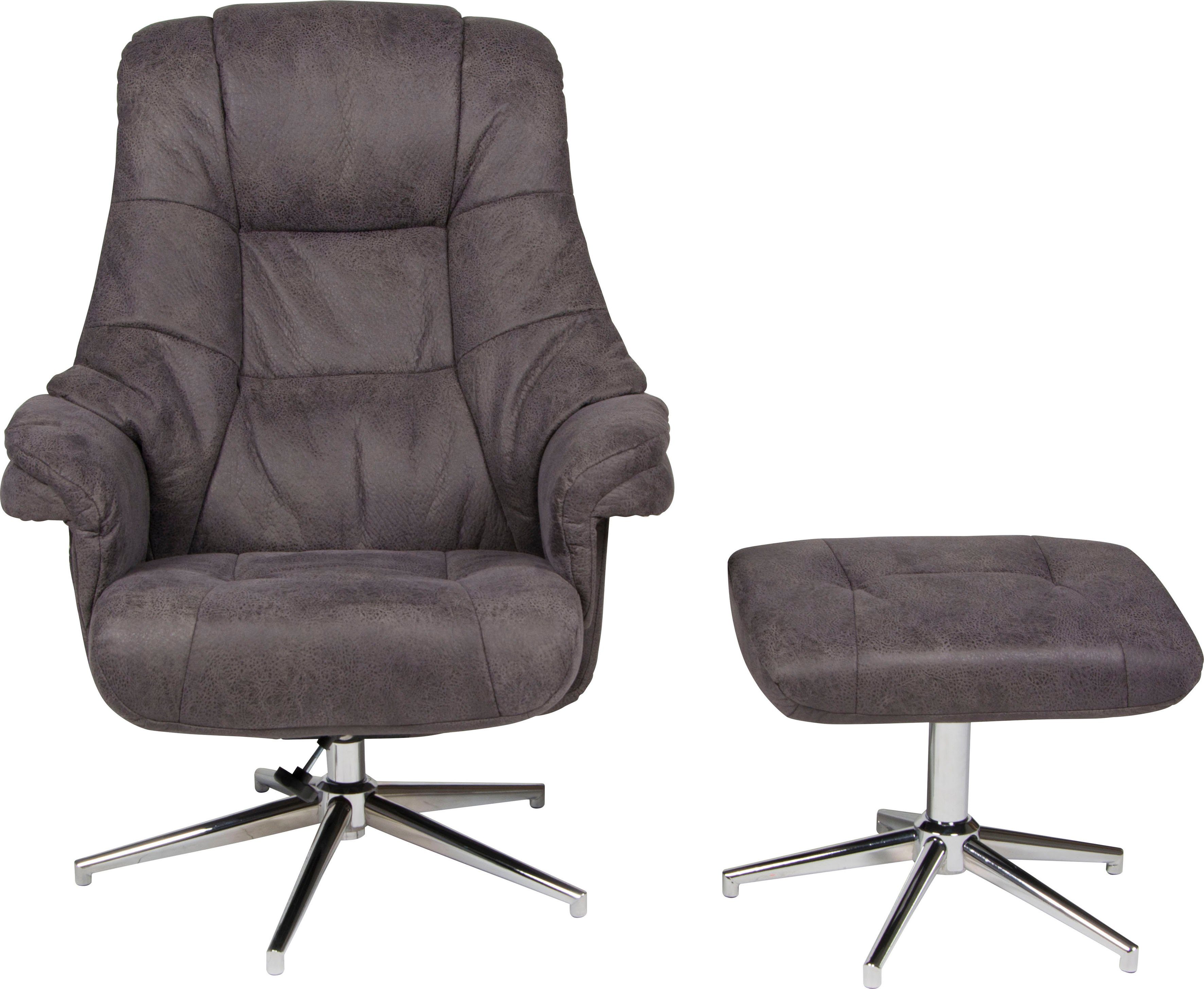 Duo Collection Relaxfauteuil BURNABY met voetenbank en relaxfunctie, 360 graden draaibaar