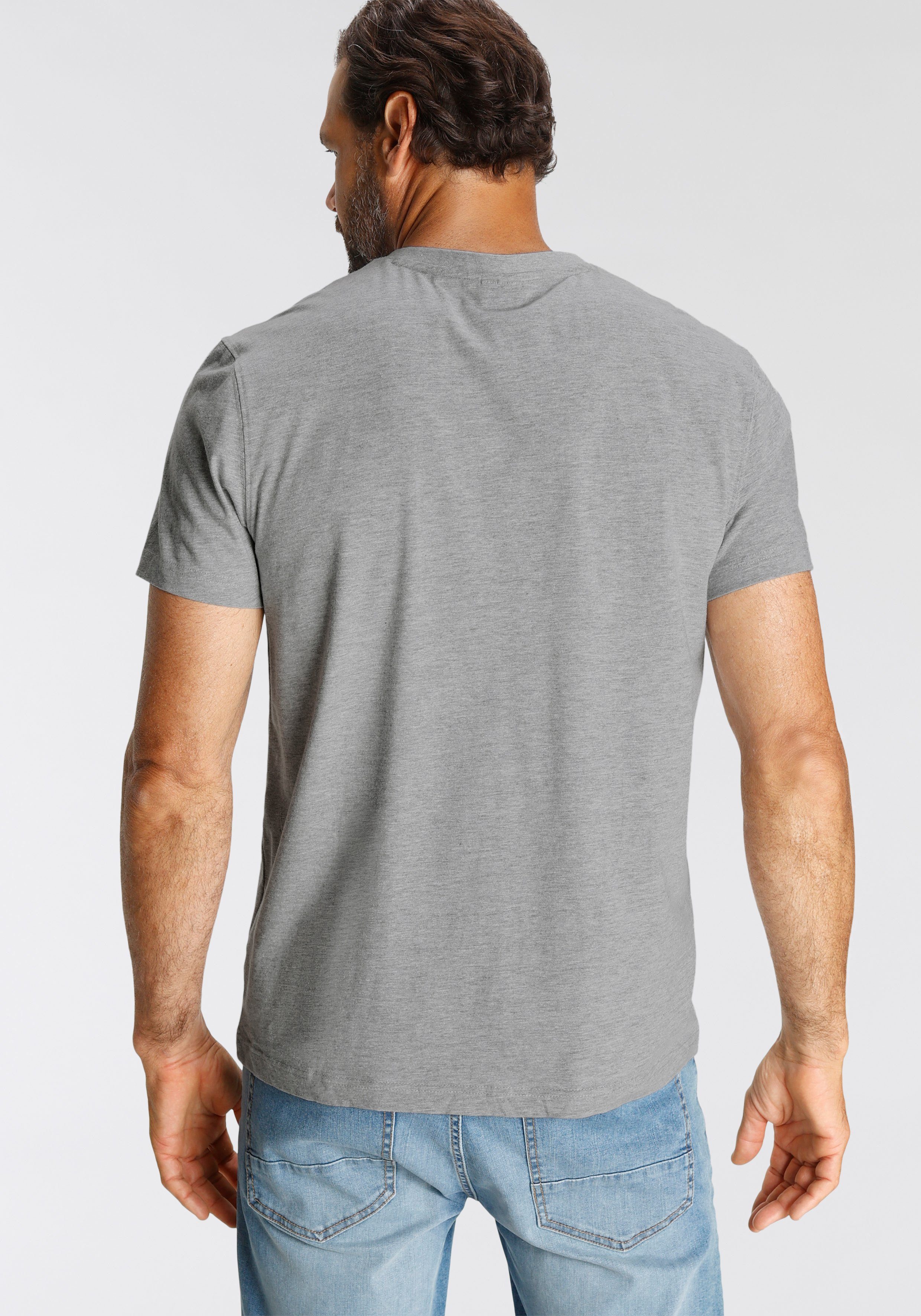 H.I.S Shirt met V-hals Korte mouwen, slim fit, van katoen (Set van 3)