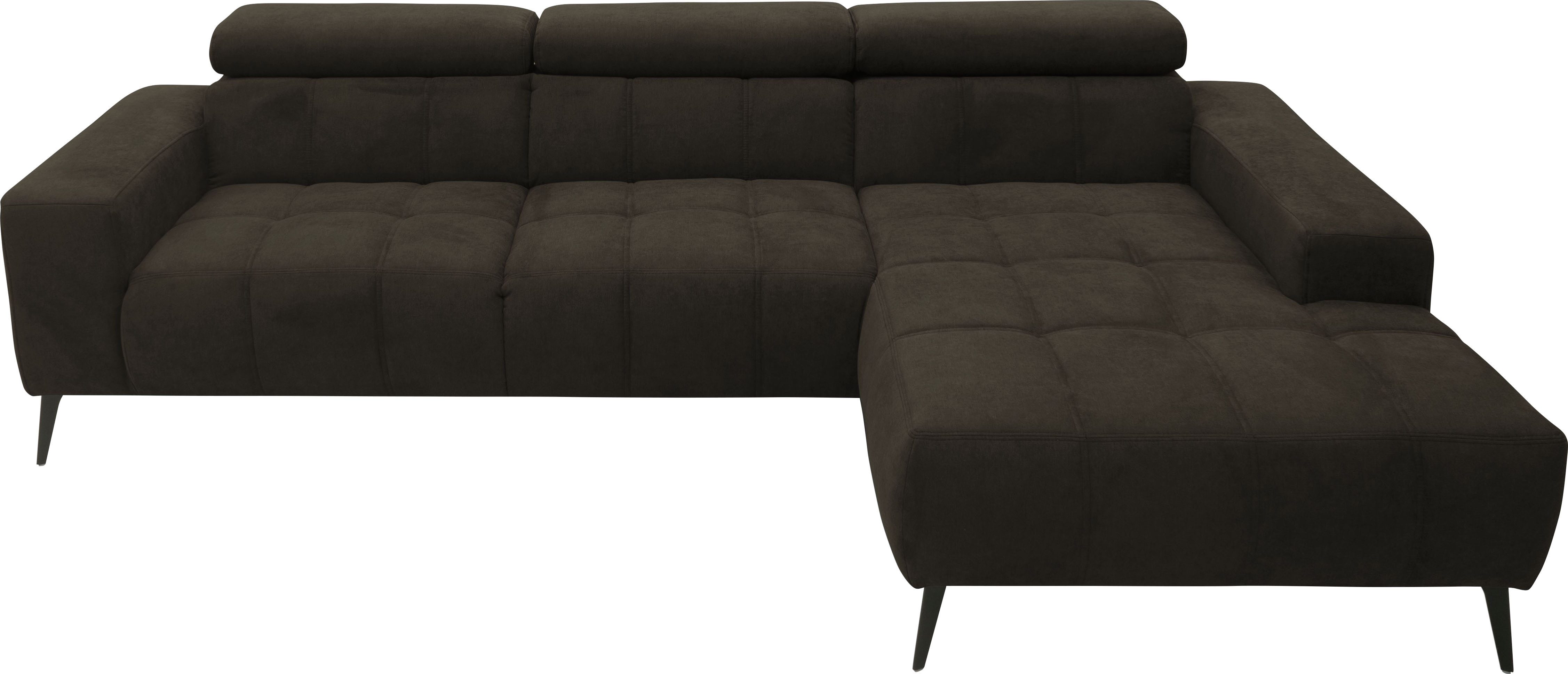 DOMO collection Hoekbank Trento L-vorm, met sledevoet of enkele voet naar keuze met verstelbare hoofdsteun, récamier links/rechts bestelbaar
