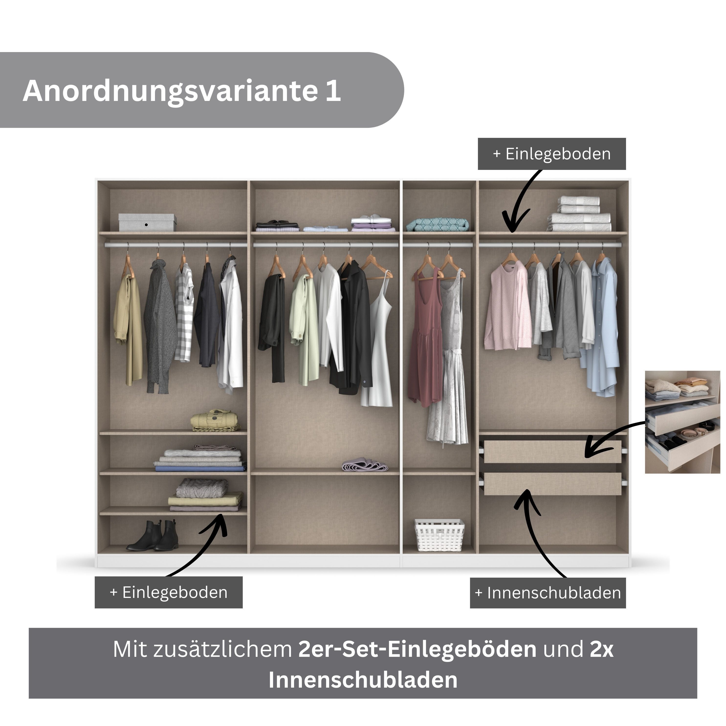 rauch Draaideurkast Koluna Hoogglansfront, inclusief 2 lades en extra planken