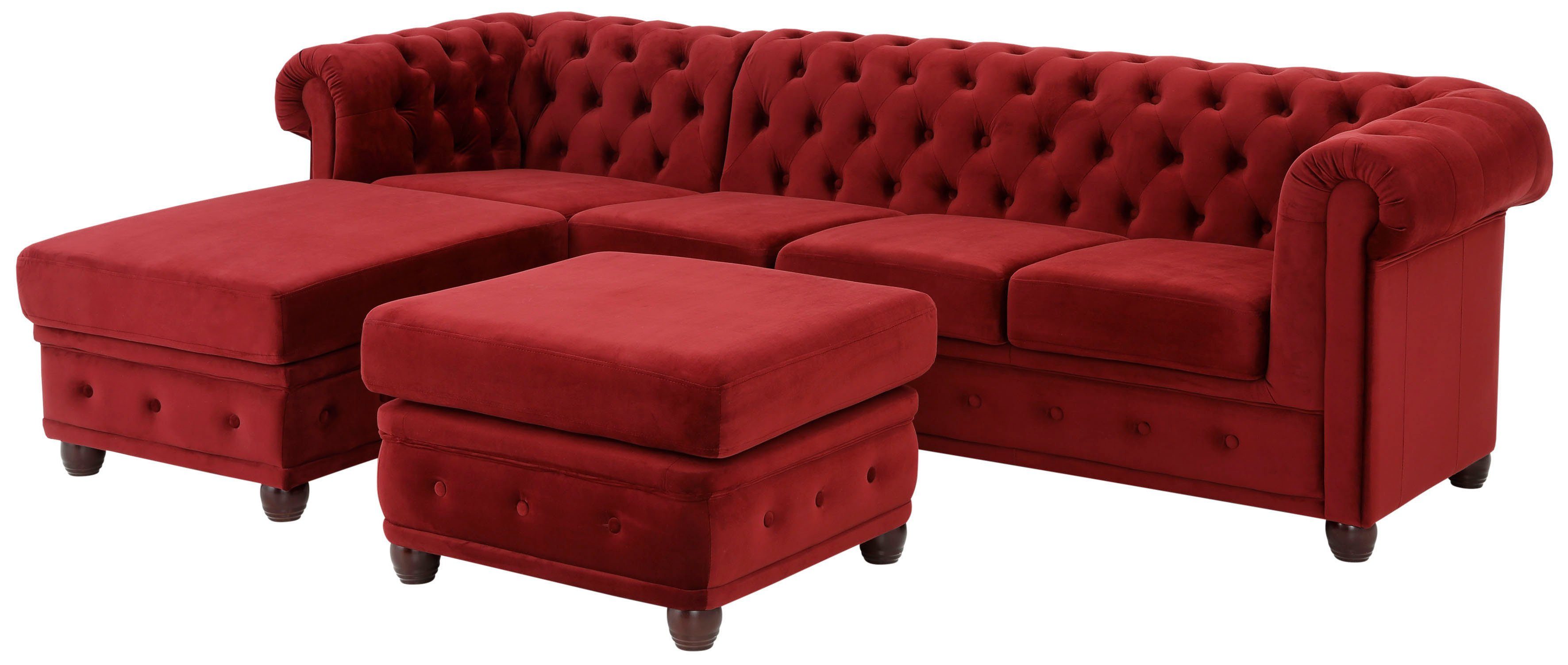 Home affaire Chesterfield-bank New Castle L-vorm hoogwaardige capitonnage in chesterfield-design, bxdxh: 255(171x72)