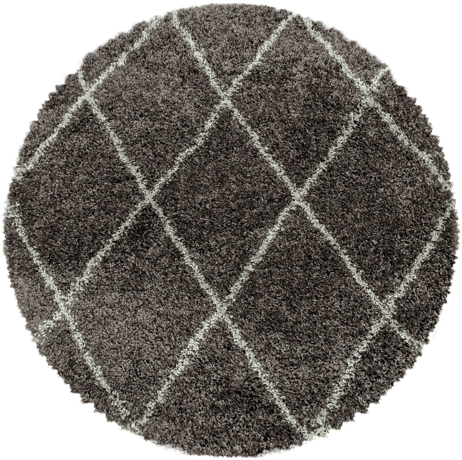 Ayyildiz Teppiche Hoogpolig vloerkleed ALVOR 3401 moderne vloerkleden maat Ø 160 cm x 50 mm grijs
