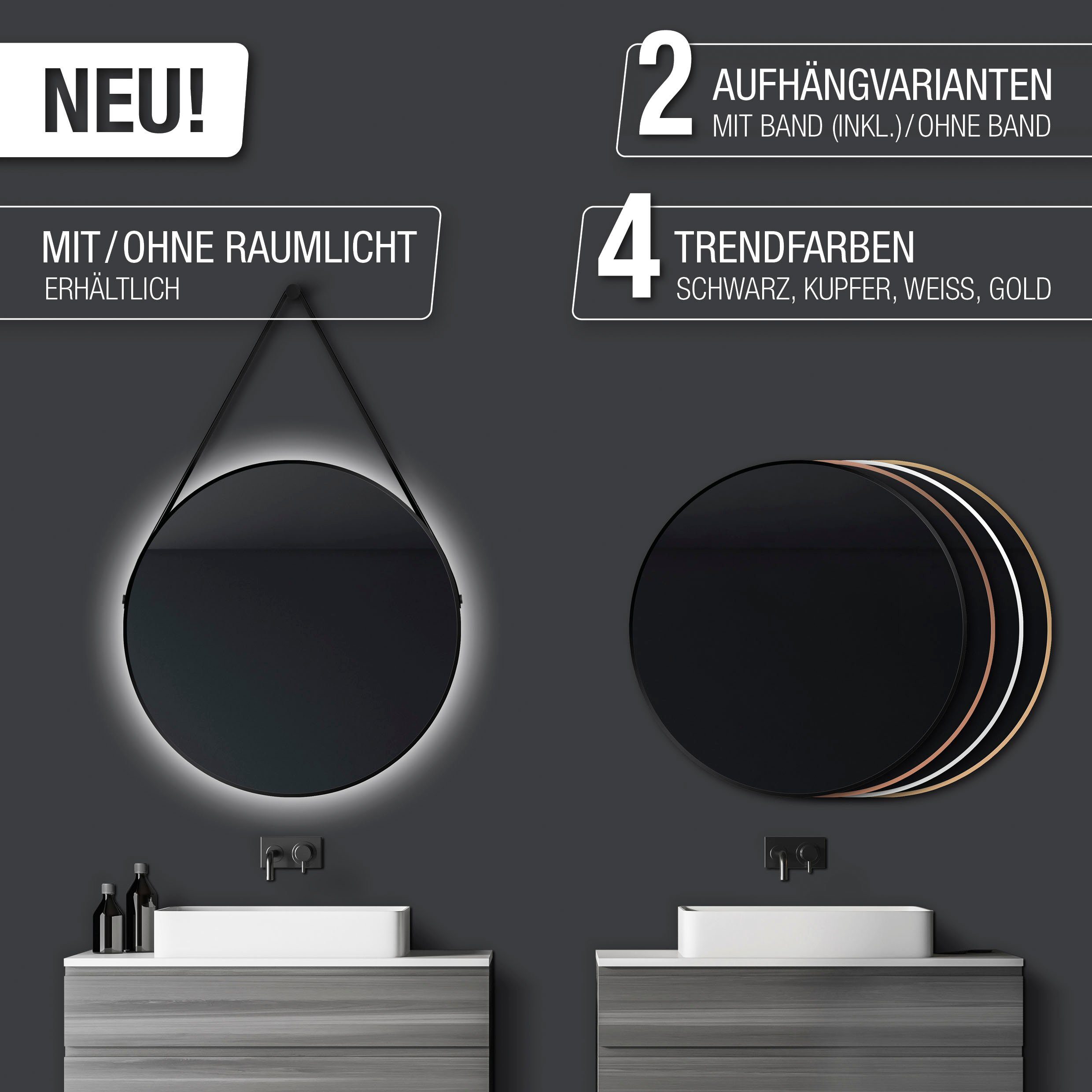 Talos Wandspiegel decoratieve ronde spiegel met aluminiumframe, ø 80 cm