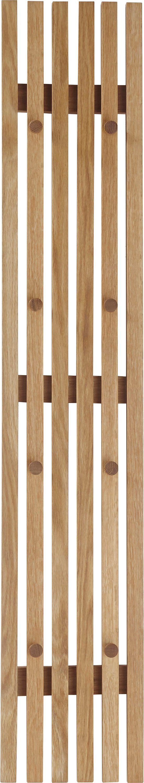 MCA furniture Kapstokpaneel Alwar, TOPSELLER! Breedte ca. 22 cm, met 8 kledinghaken, massief eiken geolied