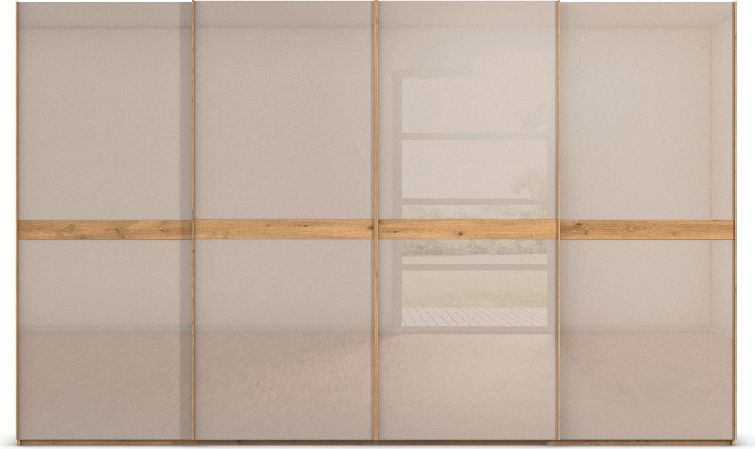 rauch Schuifdeurkast Kledingkast kast garderobe slaapkamerkast SCALE-LINE edel uiterlijk met buikband in corpuskleur met glasfront made in germany
