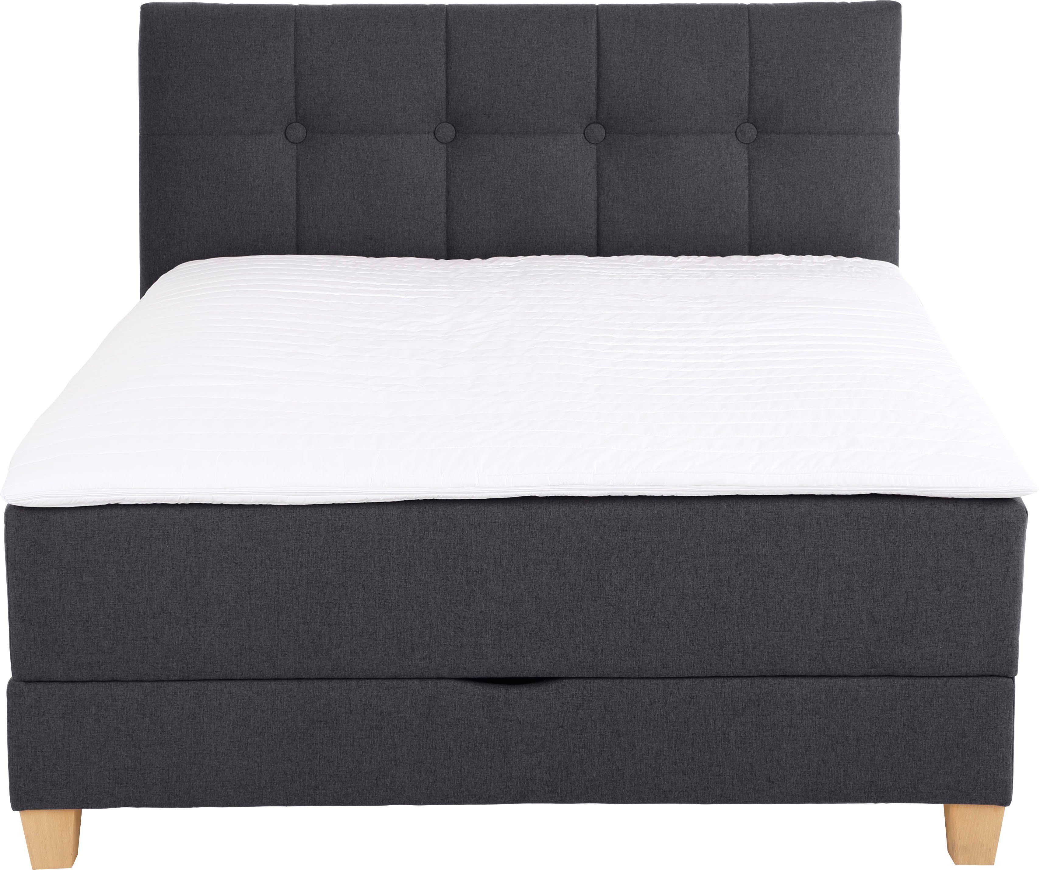 Home affaire Boxspring Lonrai in h2, h3 & h4 en xxl - verlengde 220 cm kiesbaar, incl. topper