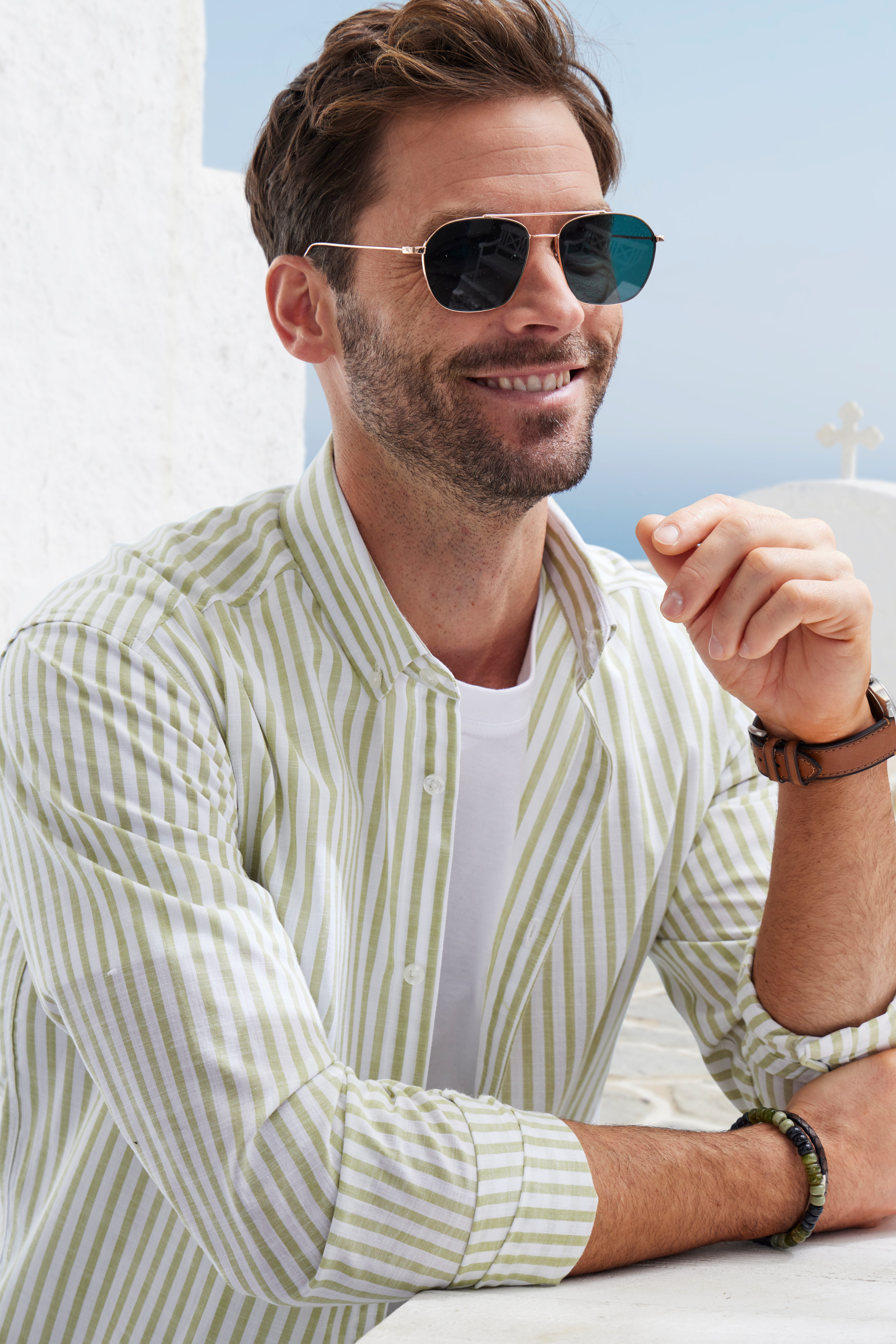 John Devin Overhemd met lange mouwen Regular fit Gestreept overhemd met button-down-kraag, van 100% katoen