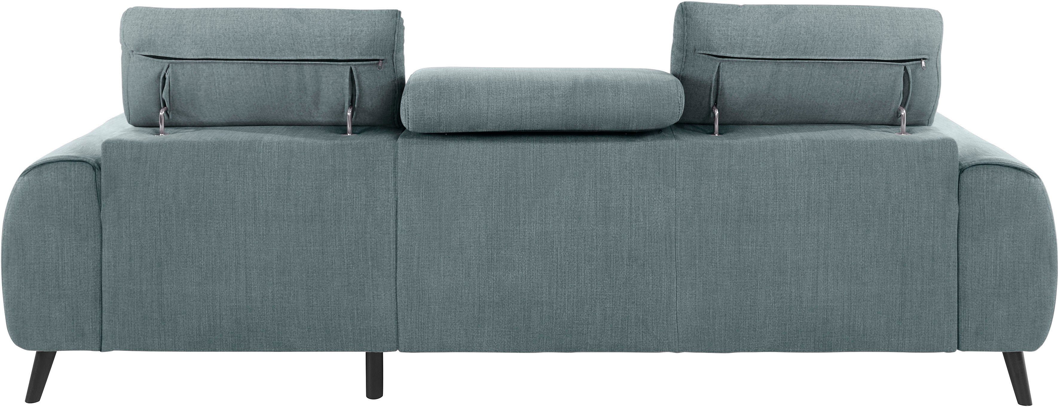 COTTA Hoekbank Mia L-vorm met 3 sierkussens keuze met bedfunctie, bedlade, verlichting & draadloze oplader