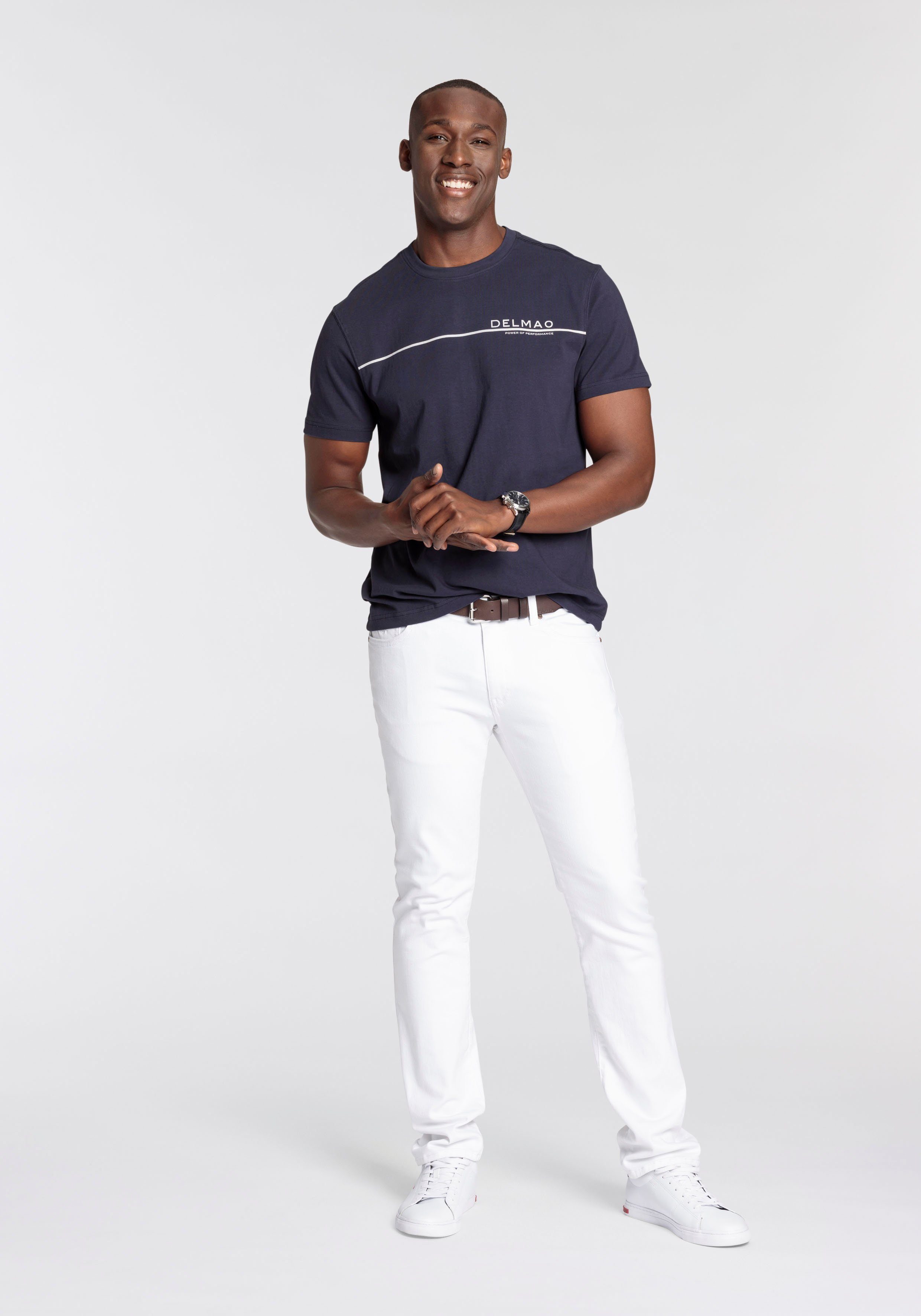 DELMAO T-shirt Korte mouw, met coole print, ronde halslijn, van 100% katoen