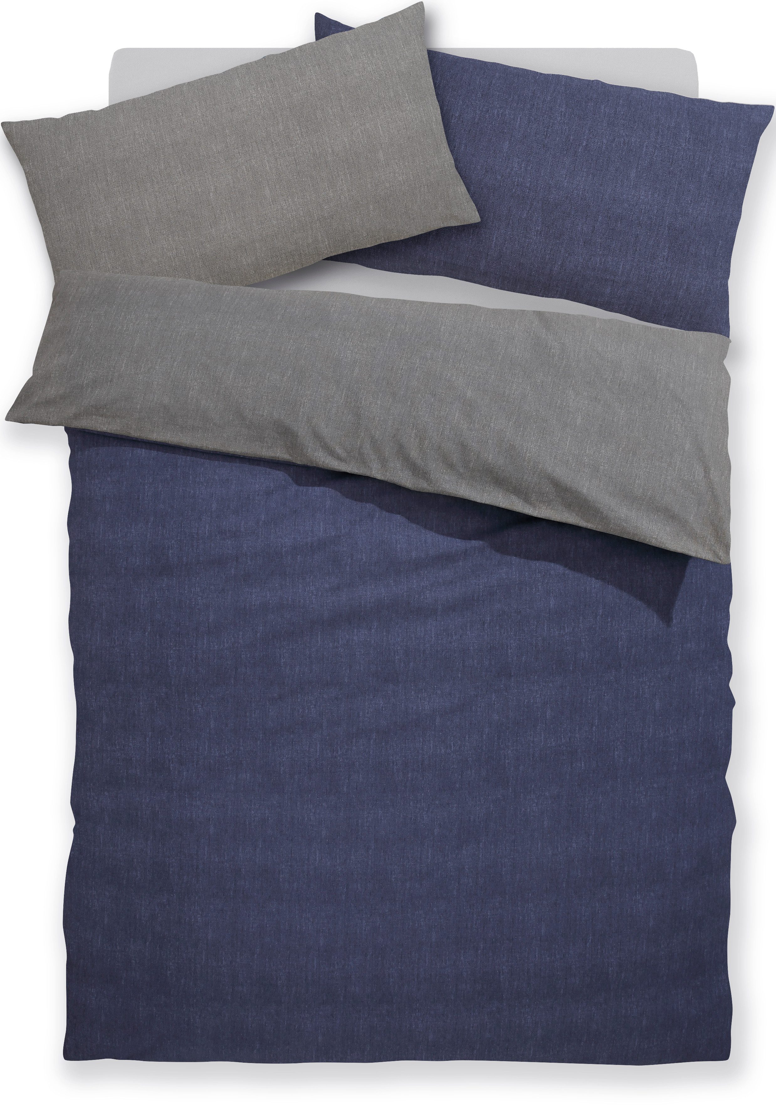 Bruno Banani Tweezijdig te gebruiken overtrekset Merlijn in mt. 135x200 of 155x220 cm Katoenen bedlinnen, linnen-look in mêlee-look (2-delig)