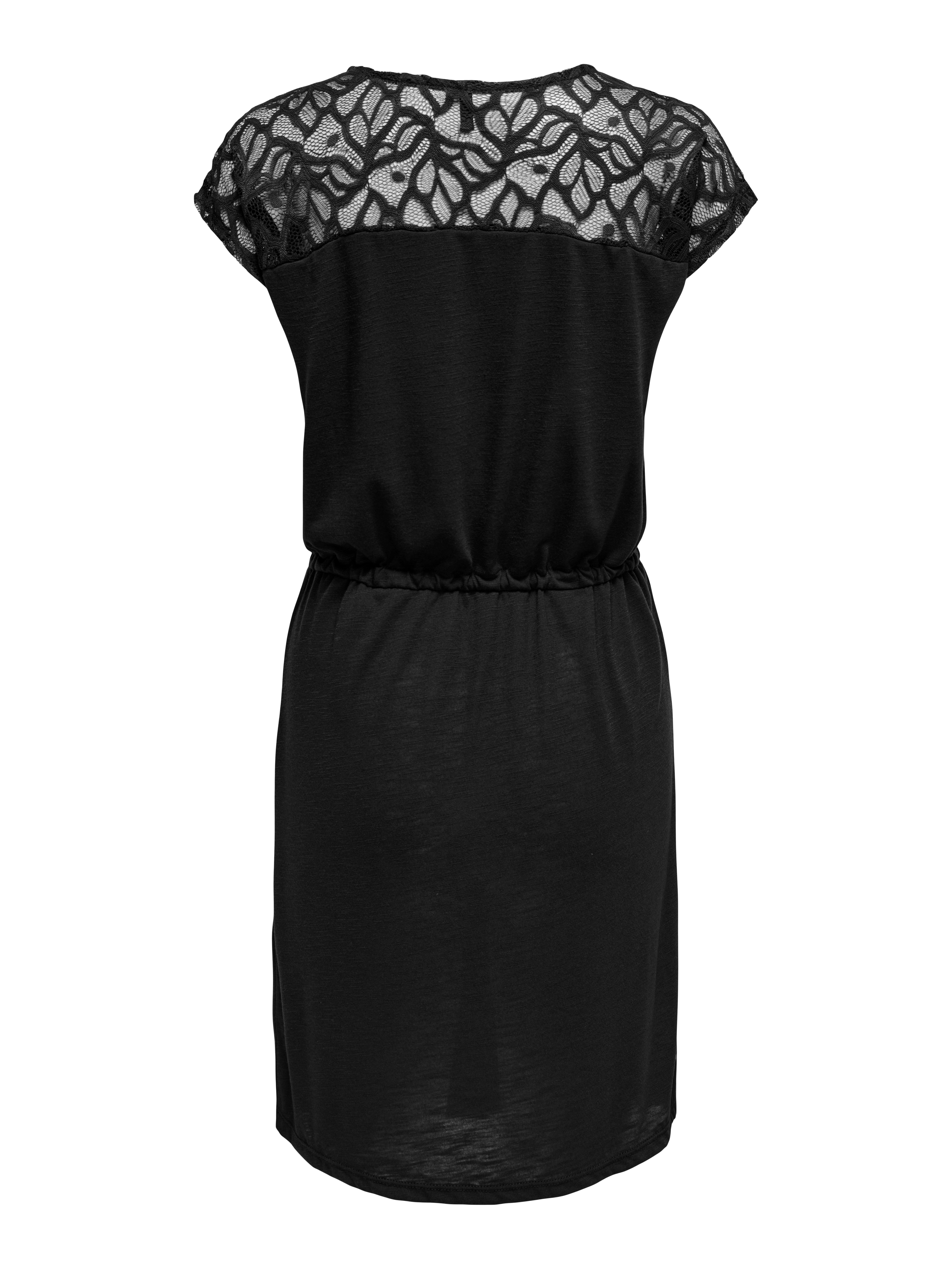 Only Kanten jurk ONLSINDY LIFE S/S O-NECK MIX DRESS JRS