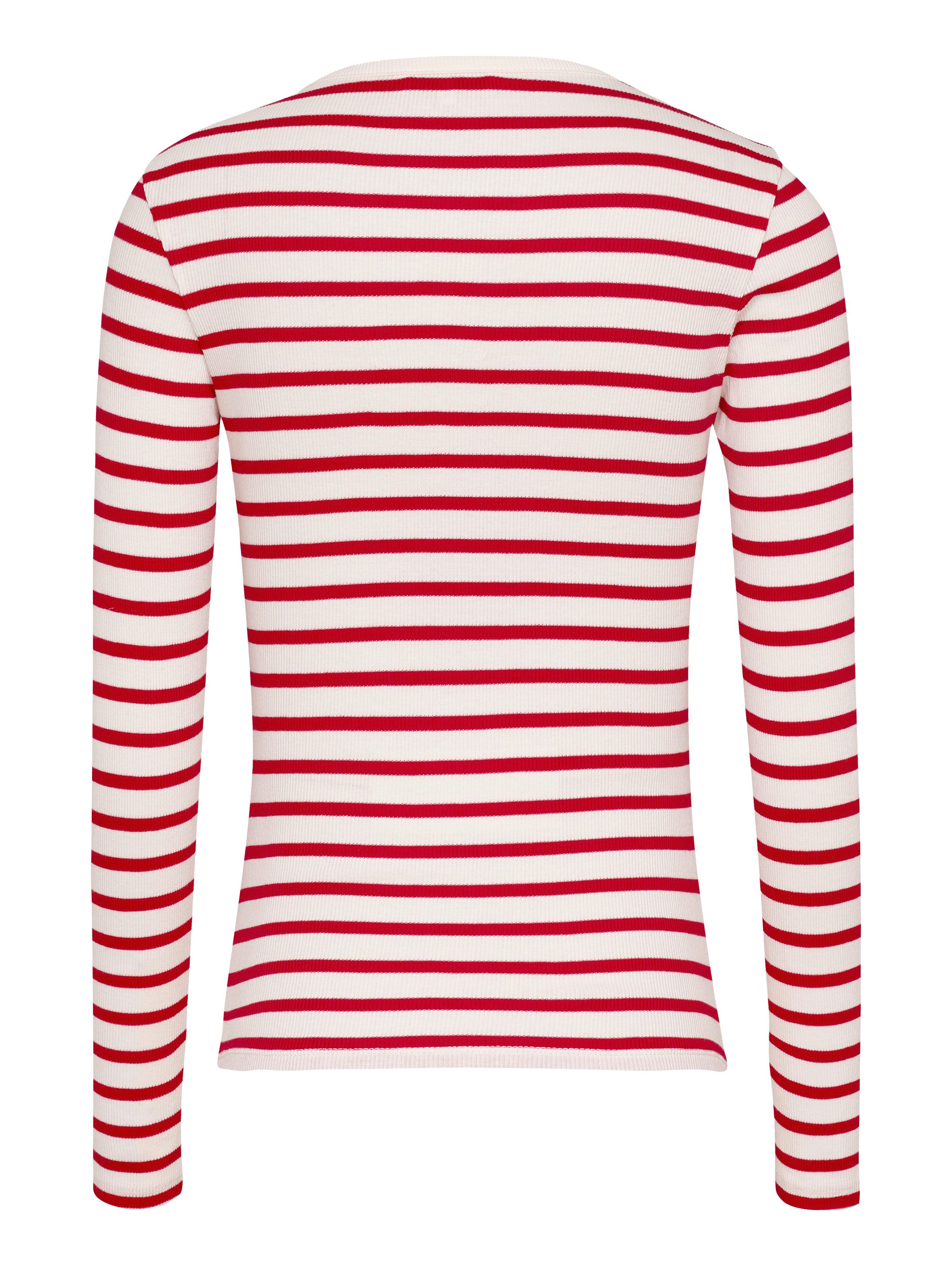 TOMMY JEANS Shirt met lange mouwen TJW SLM BUTTON RIB C-NECK LS EXT