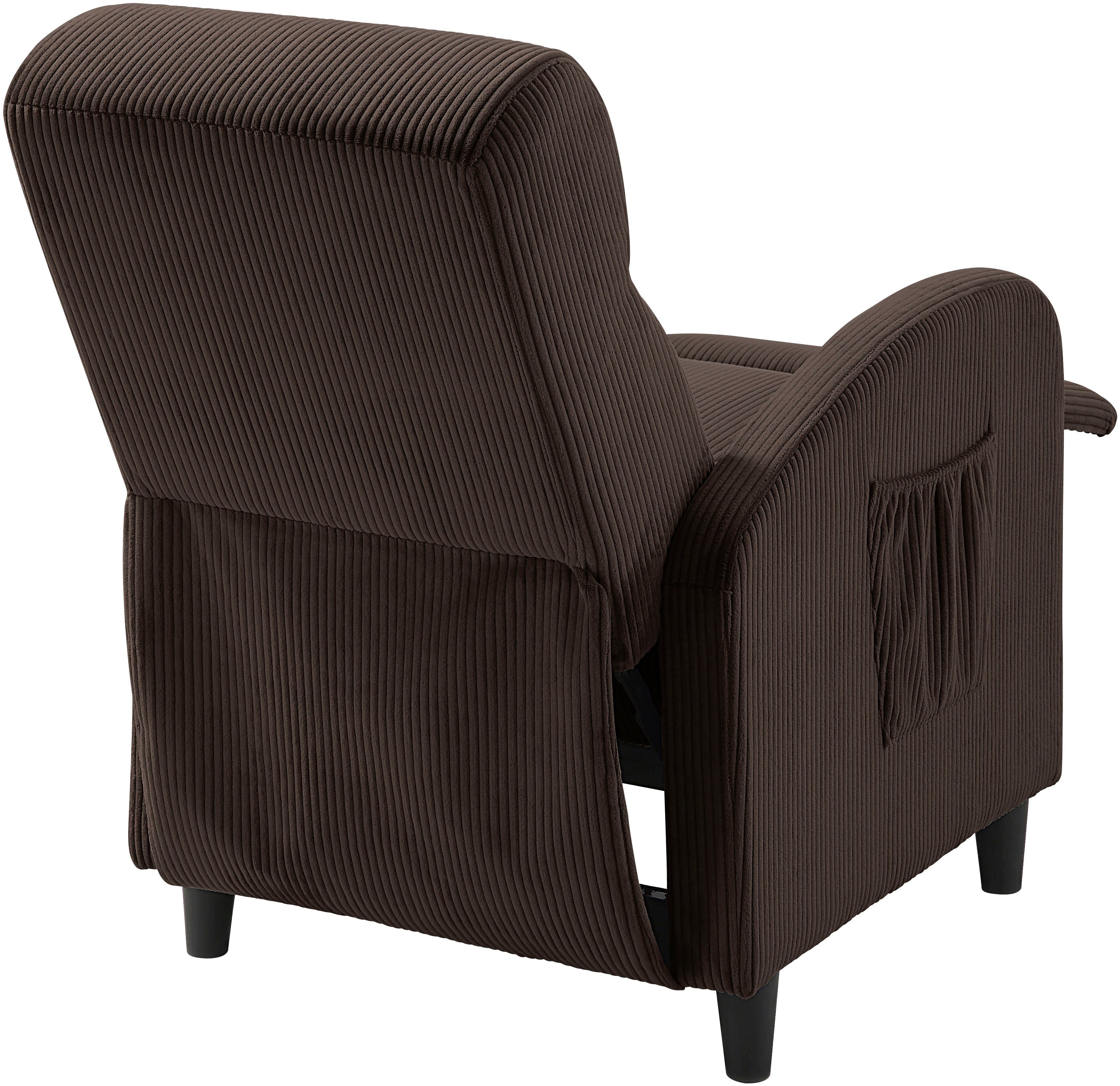 ATLANTIC home collection Relaxfauteuil Tom met relaxfunctie, inclusief zijtas