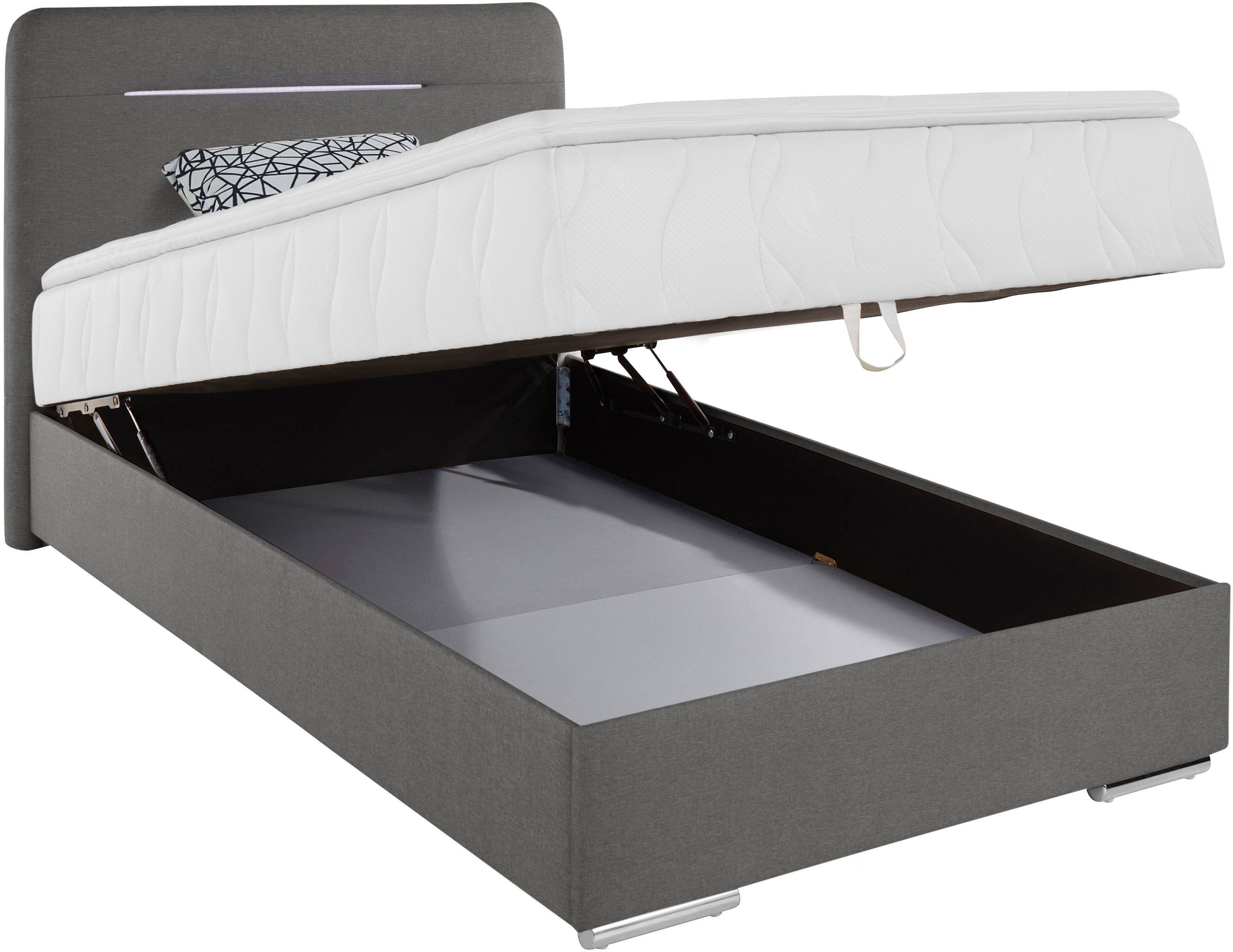 COTTA Boxspring Lighstar inclusief ledverlichting, topmatras, bedkist en sierkussen