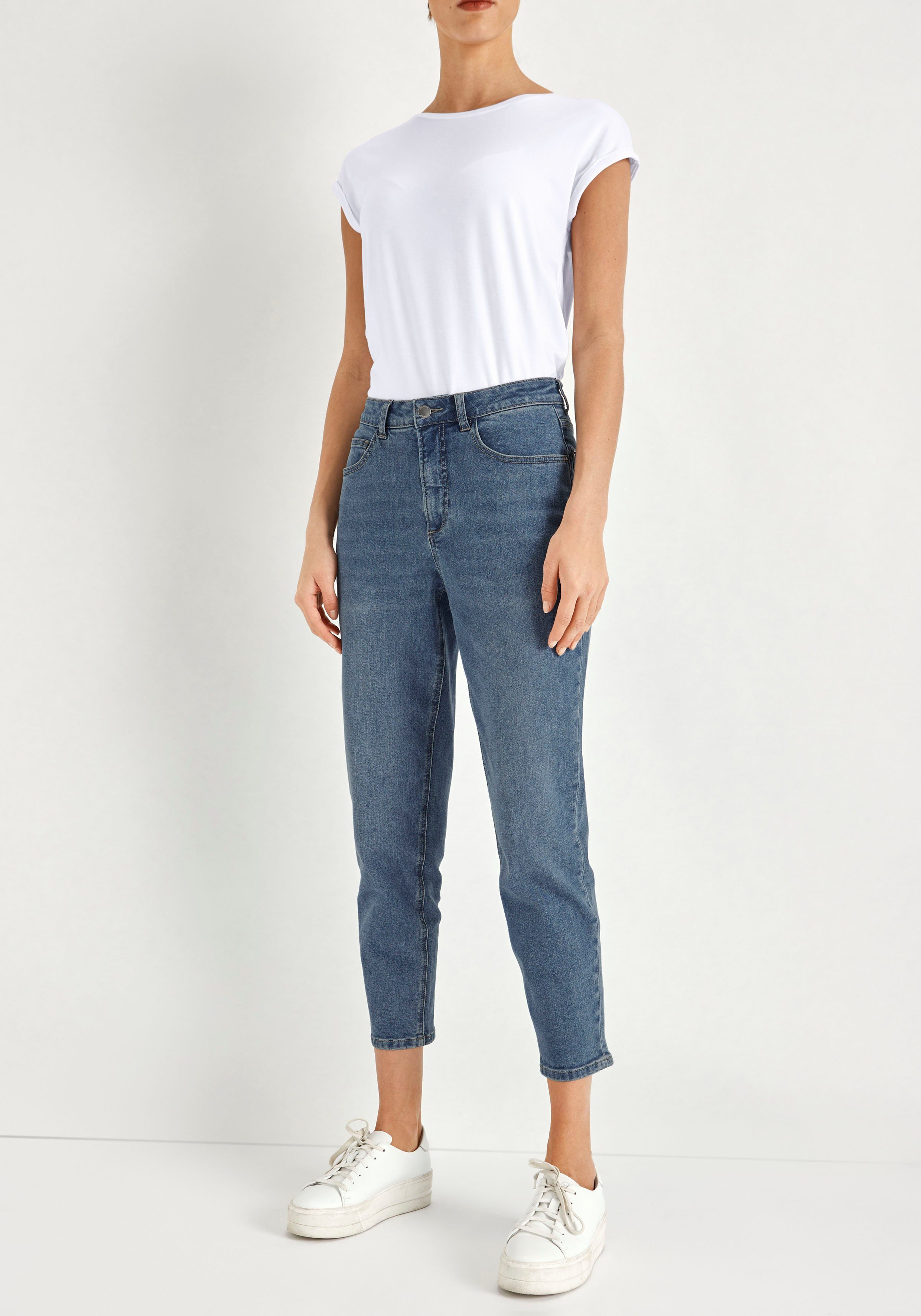 HECHTER PARIS Mom jeans hoge taille, enkel-vrij, met riemlussen