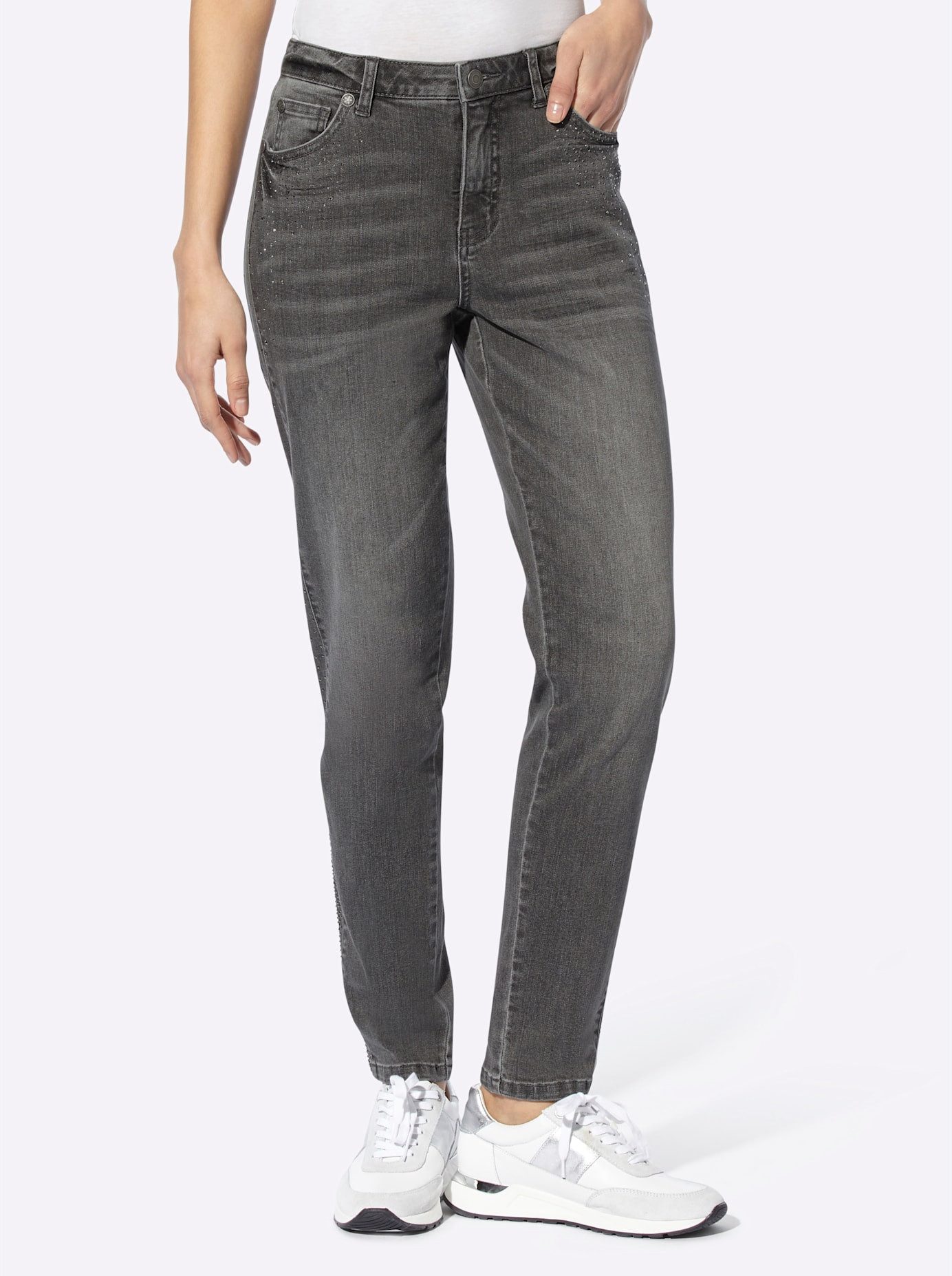 heine Comfortabele jeans dames skinny jeans maat 38 grijs