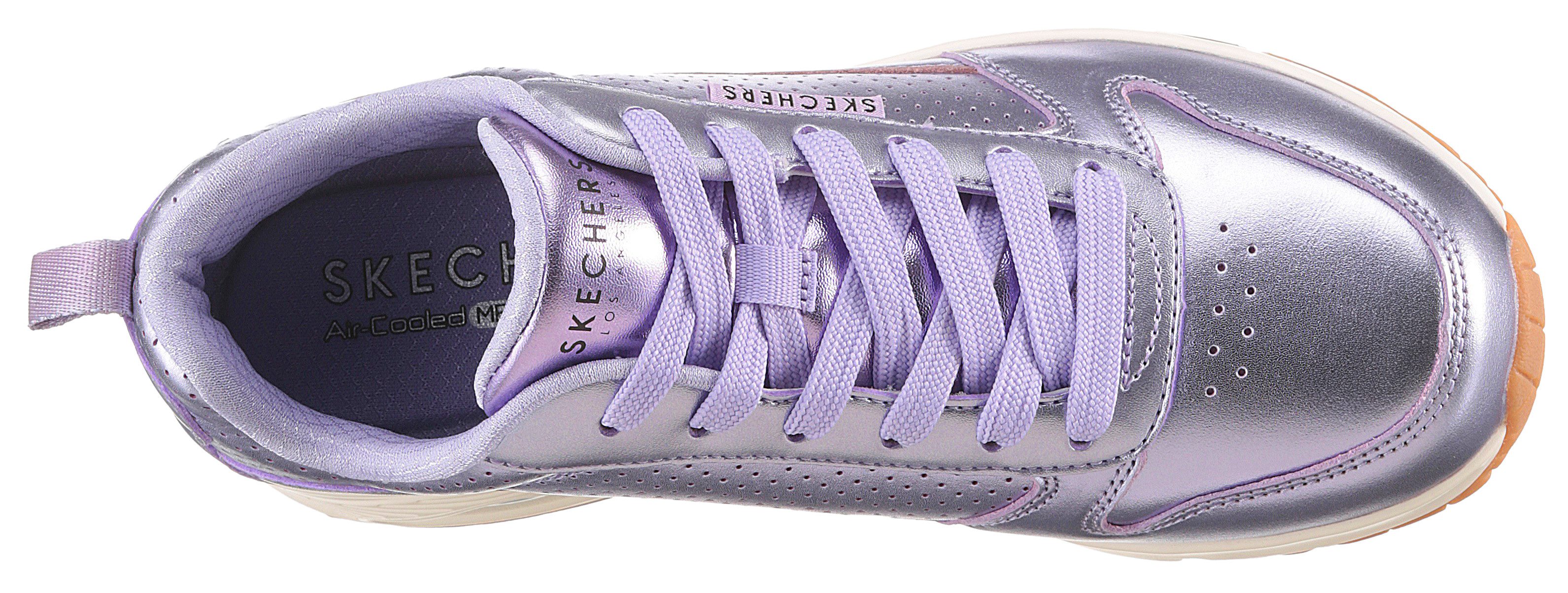 Skechers Sneakers Uno - Metallixs , sleesneaker, plateausneaker, veterschoen, lage schoen in metallic-look