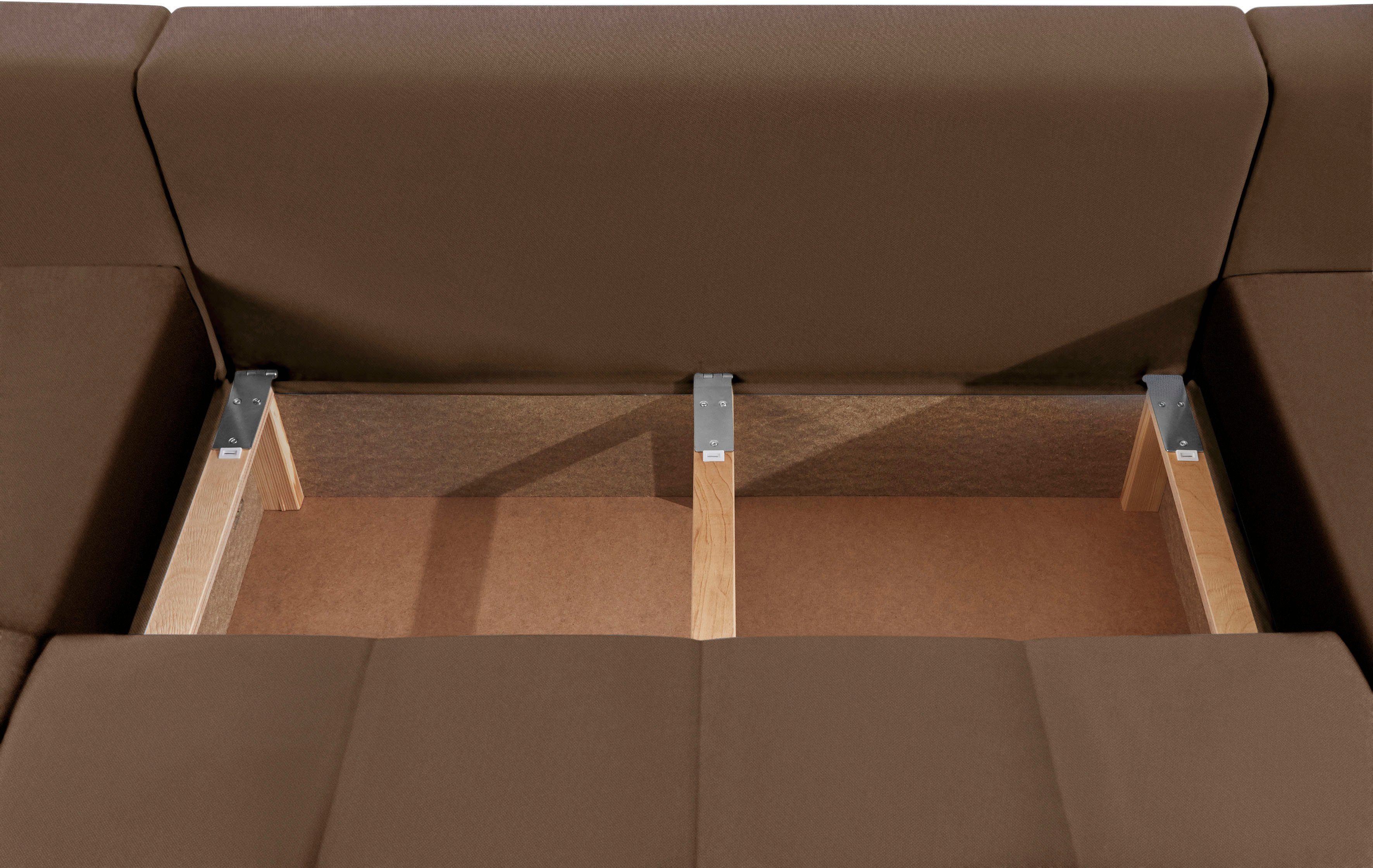 COLLECTION AB Zithoek XL-Josy U-vorm, breedte 313 cm, platweefsel, structuur, kunstleer