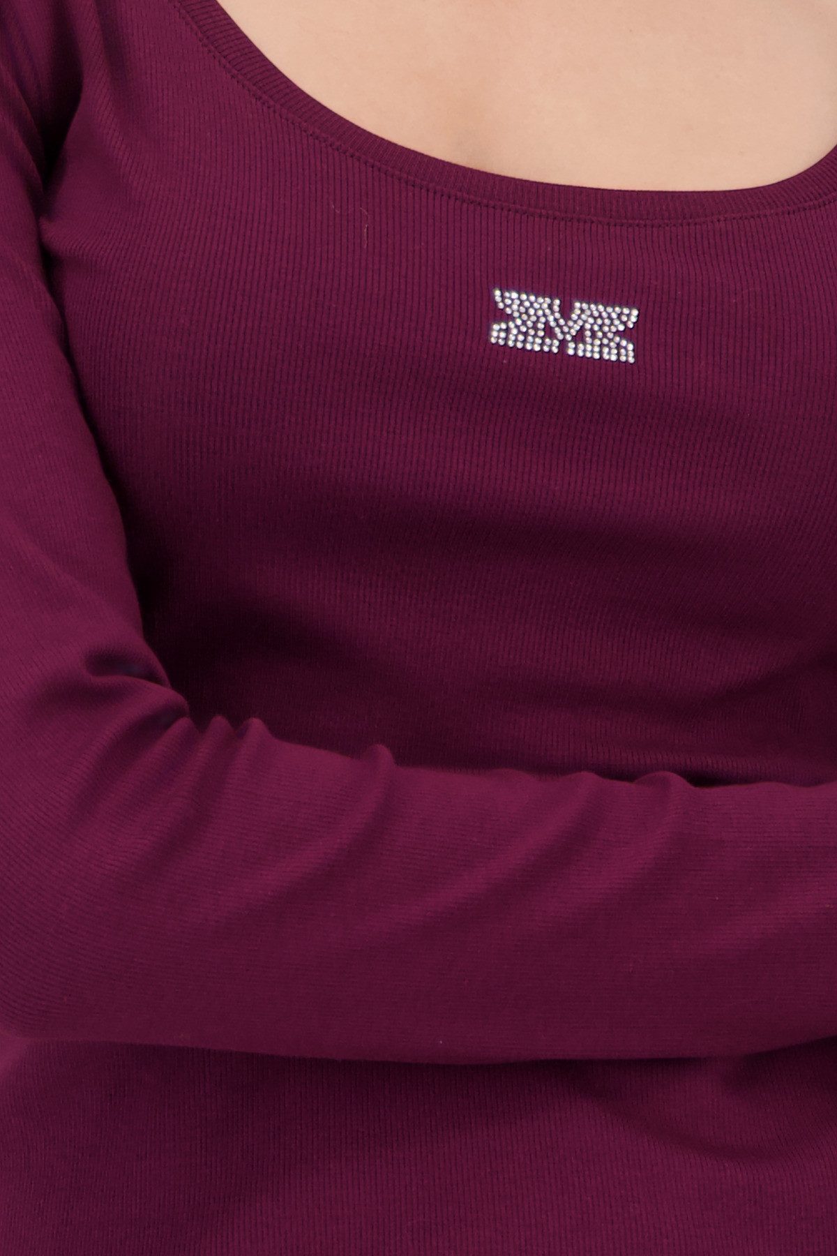 Monari Shirt met lange mouwen Shirt Rib Sieraden Met wijde ronde hals