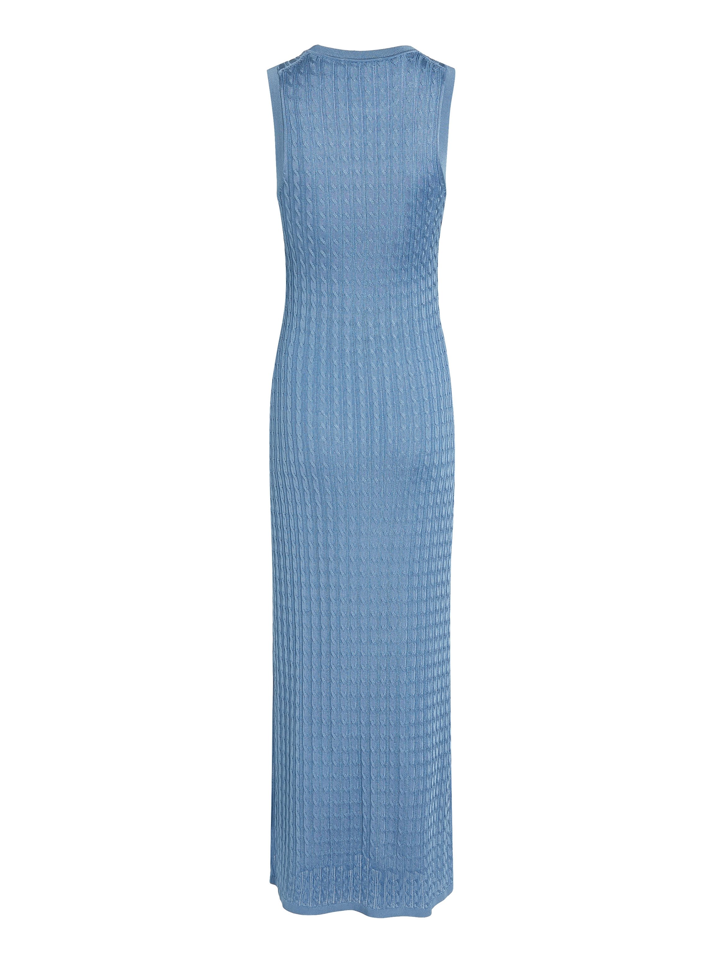 Tommy Hilfiger Gebreide jurk RAYON CABLE LONG FLARED DRESS NS