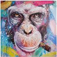 spiegelprofi gmbh artprint op linnen rimbo gezicht van een aap met sigaar (1 stuk) roze