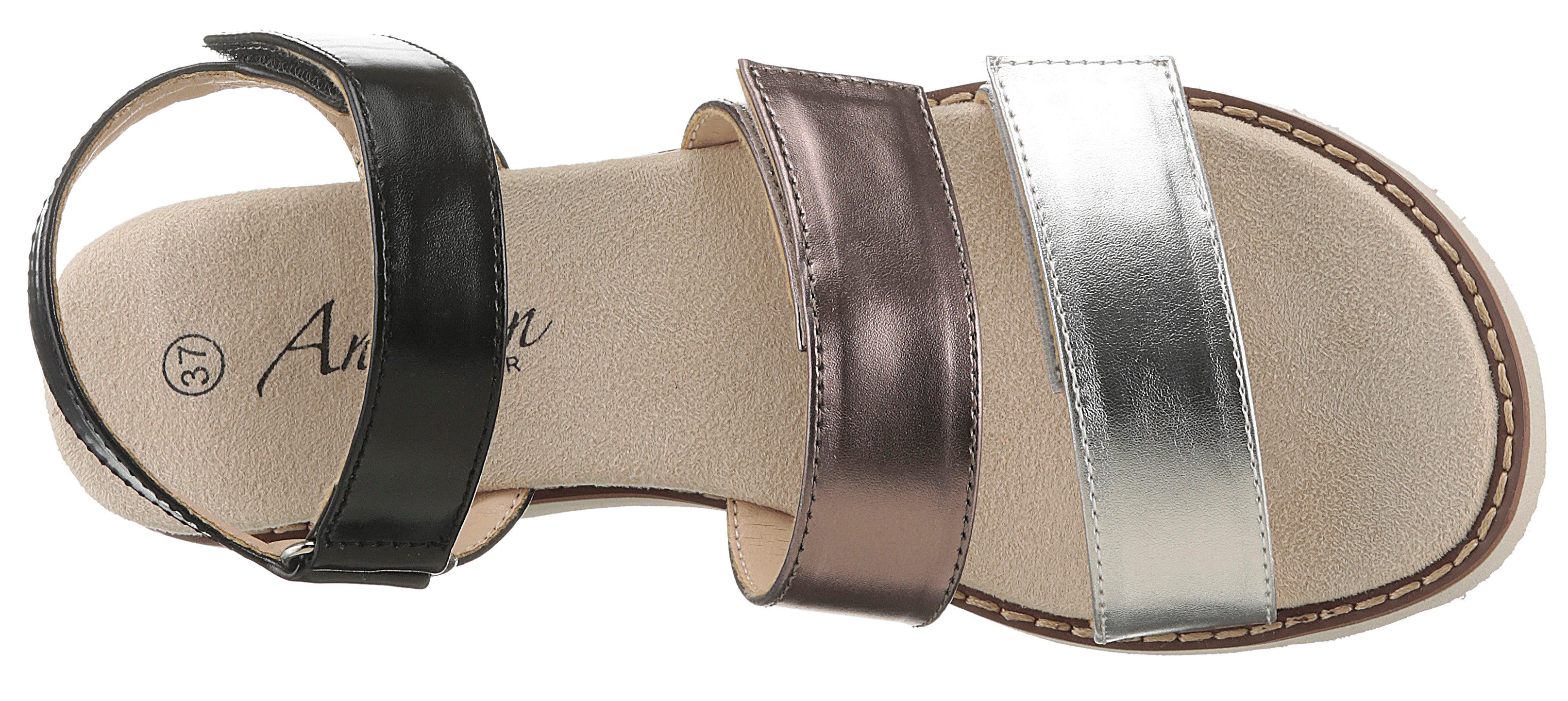 Aniston SHOES Sleehaksandaaltjes , sandaal, zomerschoen, klittenbandschoen, metallic-look - nieuwe collectie