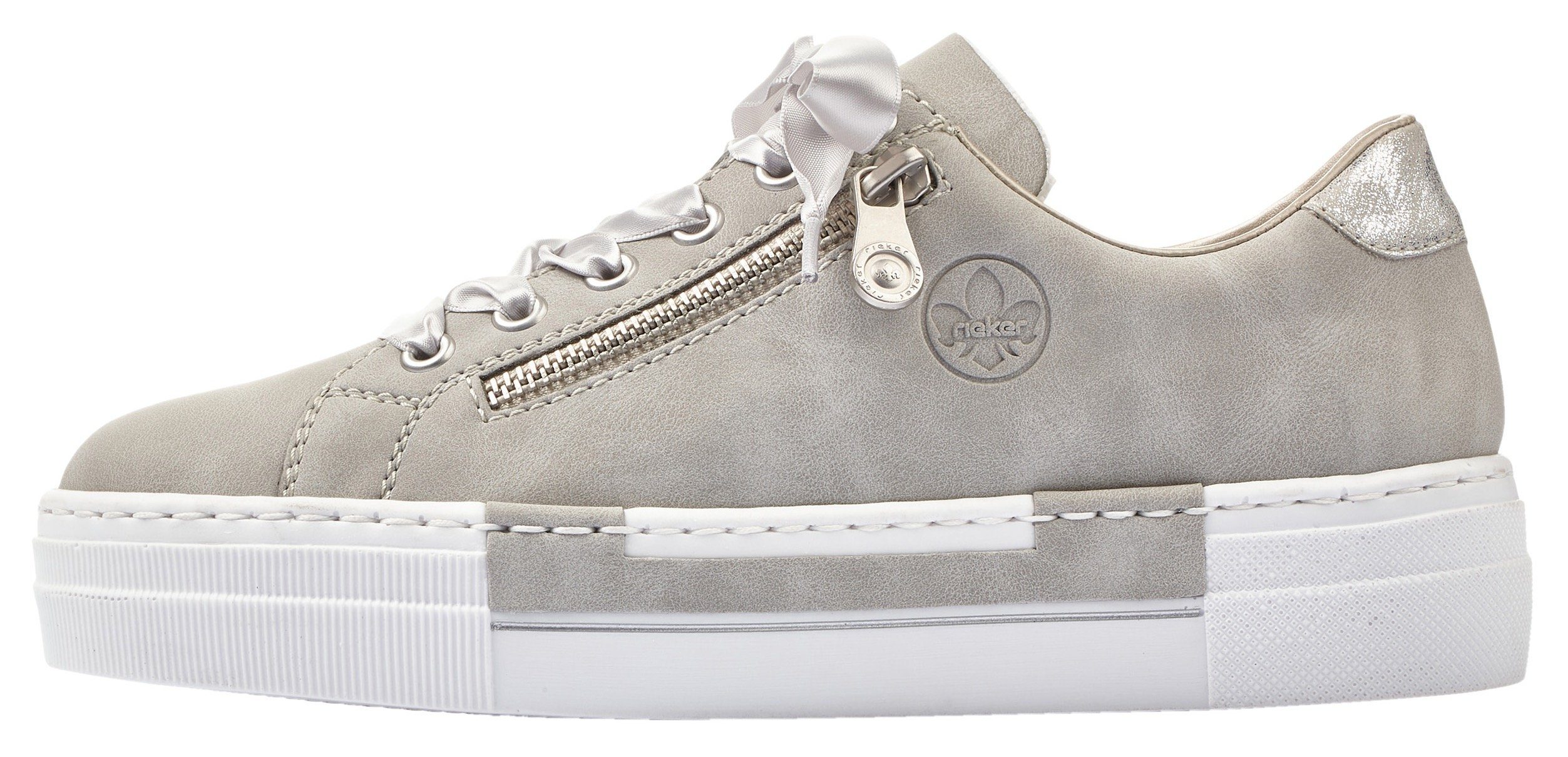 Rieker Plateausneakers met decoratieve rits, vrijetijdsschoen, lage schoen, veterschoen