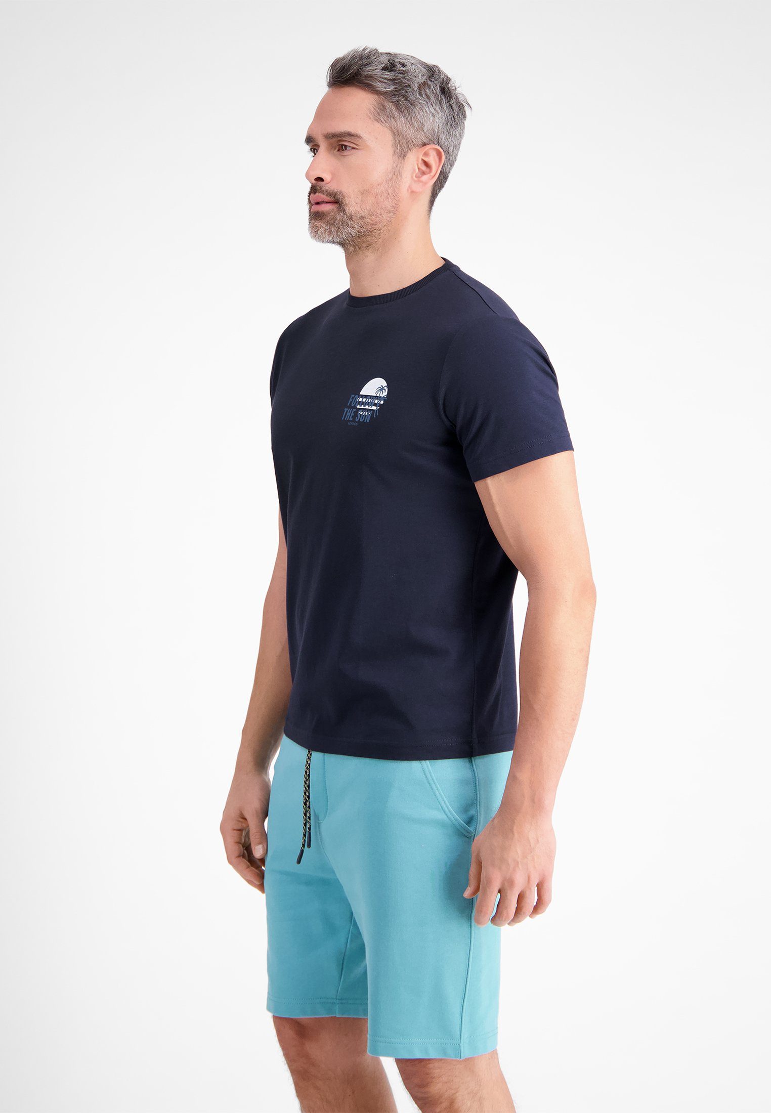 Lerros T-shirt LERROS T-shirt met borstprint *Follow the sun*