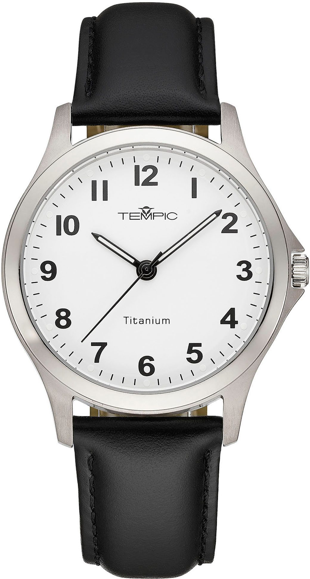 OTTO Tempic Titanium horloge Quartzhorloge, horloge, herrenuur, analoog, leren band heren horloges zwart