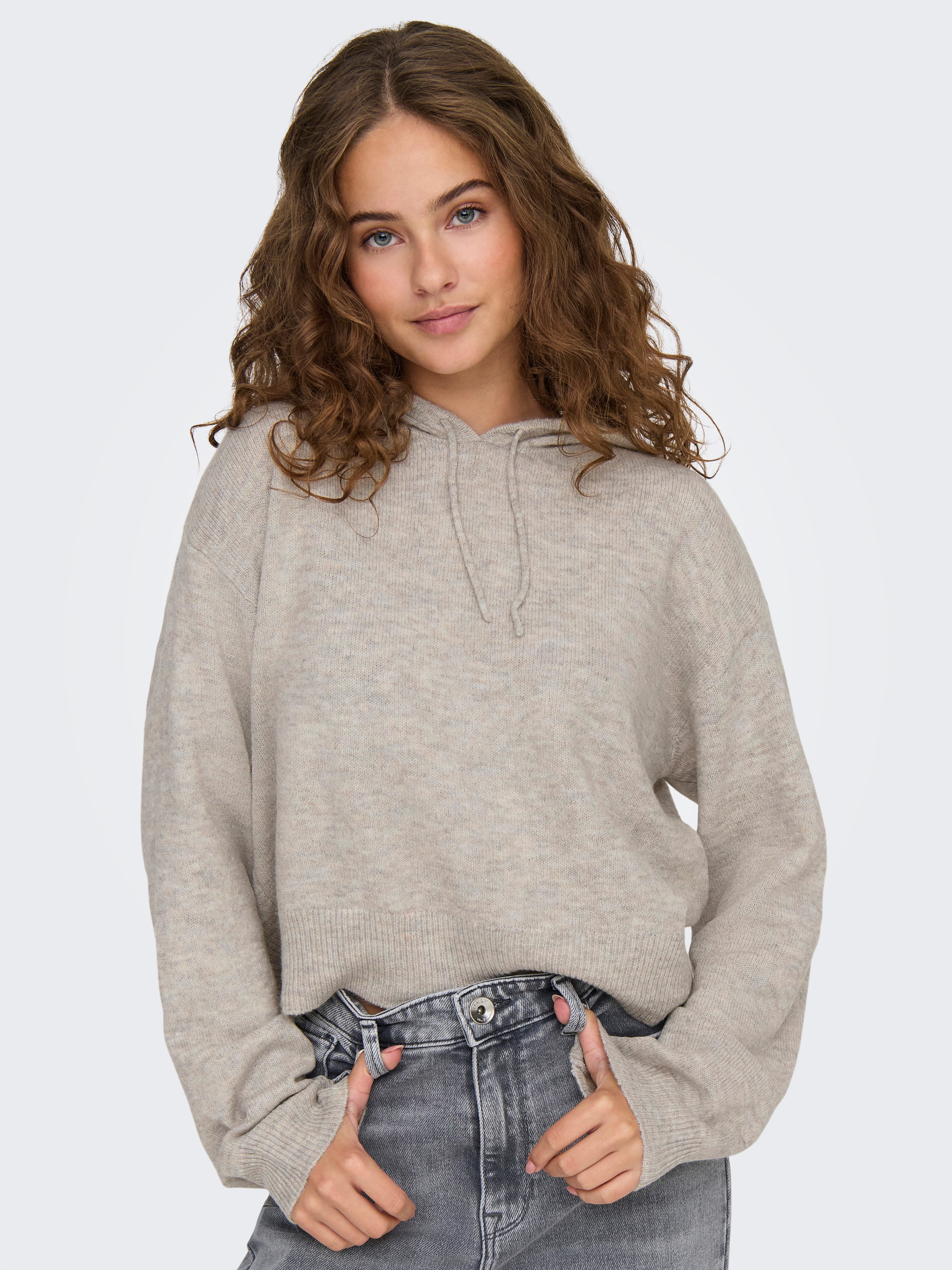 JDY Capuchontrui JDYRUE LIFE L/S SHORT HOOD PUL KNT NOOS
