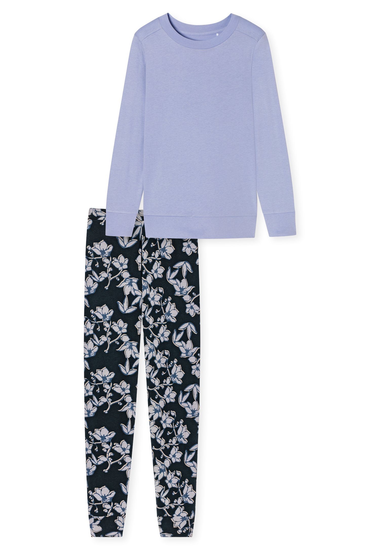 Schiesser Pyjama Contemporary Nightwear met effen bovenstuk en gemusterde broek (2-delig)