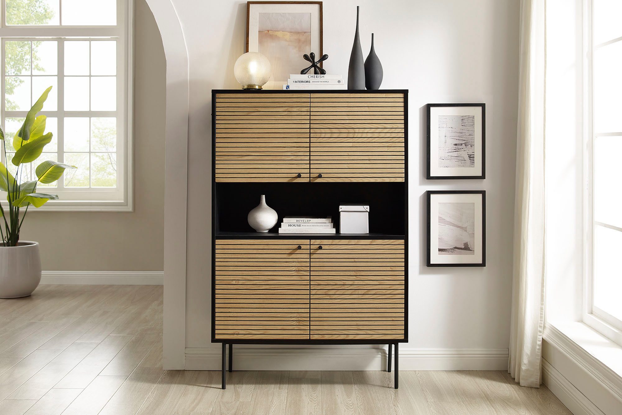 SalesFever Highboard Opbergkast in Scandi-design, breedte 100 cm