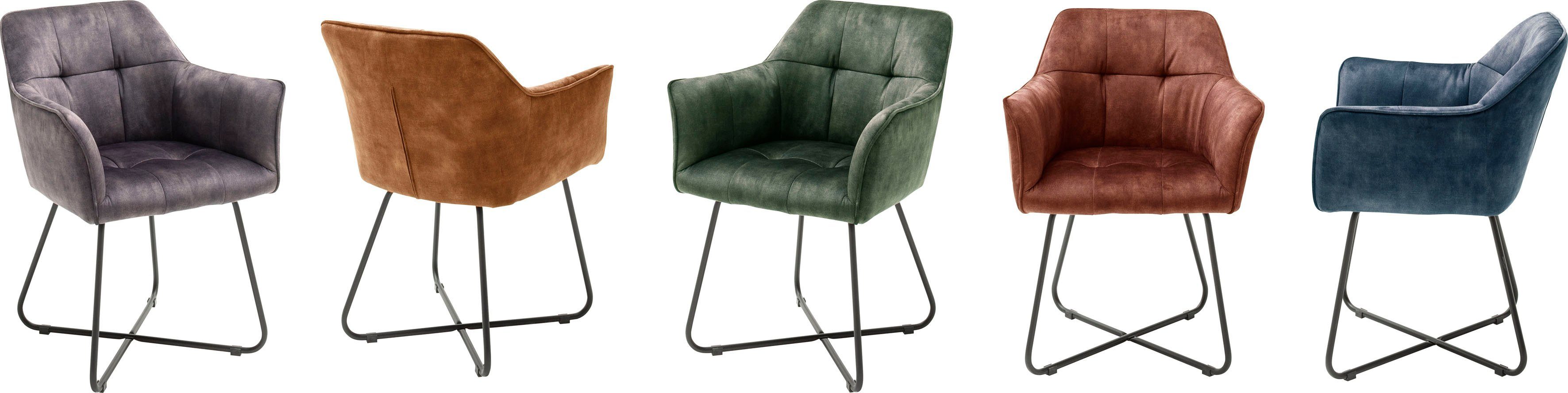 MCA furniture Eetkamerstoel Panama Vintage suède-look met opstaande naad, stoel belastbaar tot 120 kg (2 stuks)