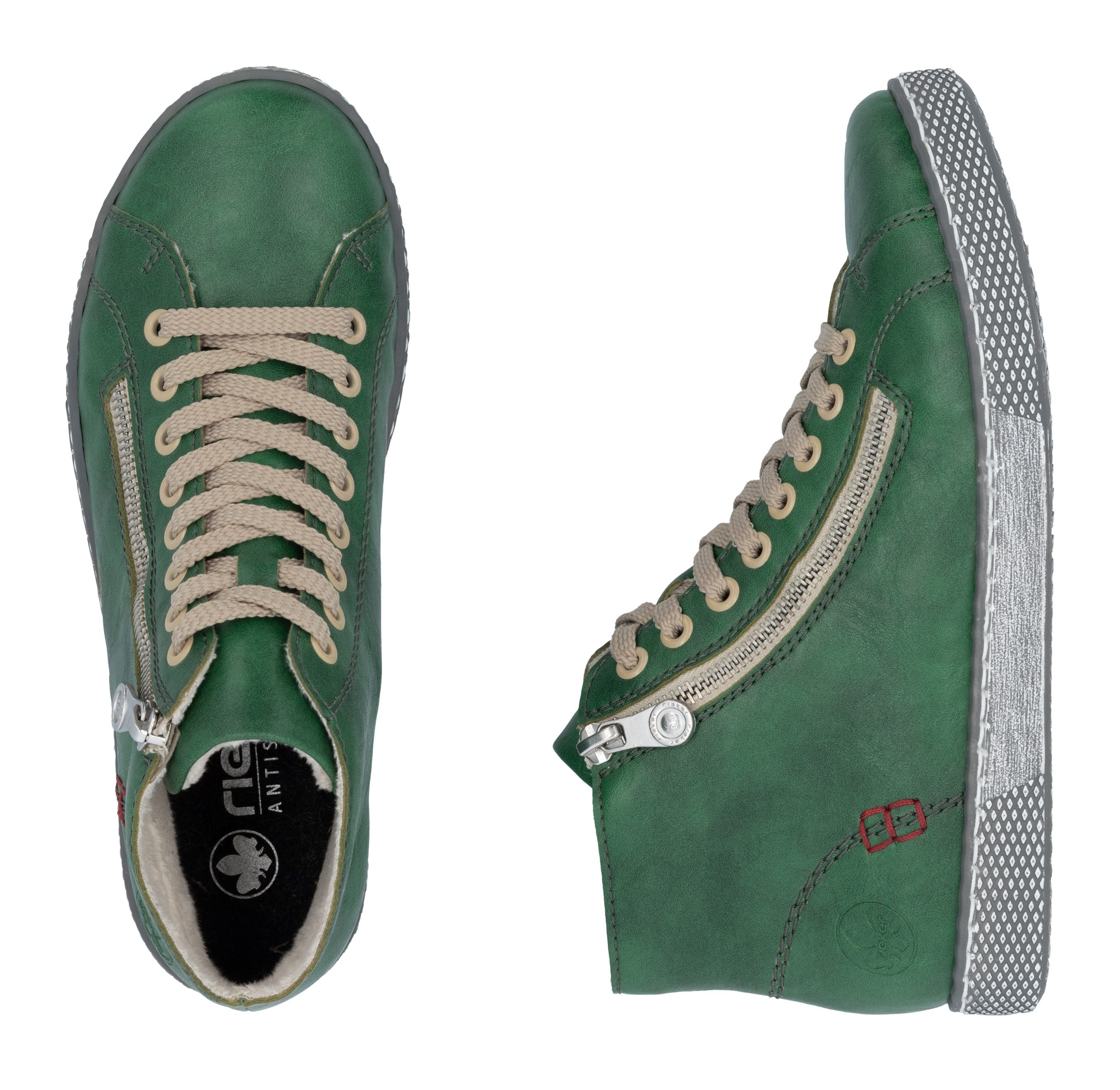Rieker Hoge veterschoenen , veterschoen, casual laarzen met rits aan de buitenkant