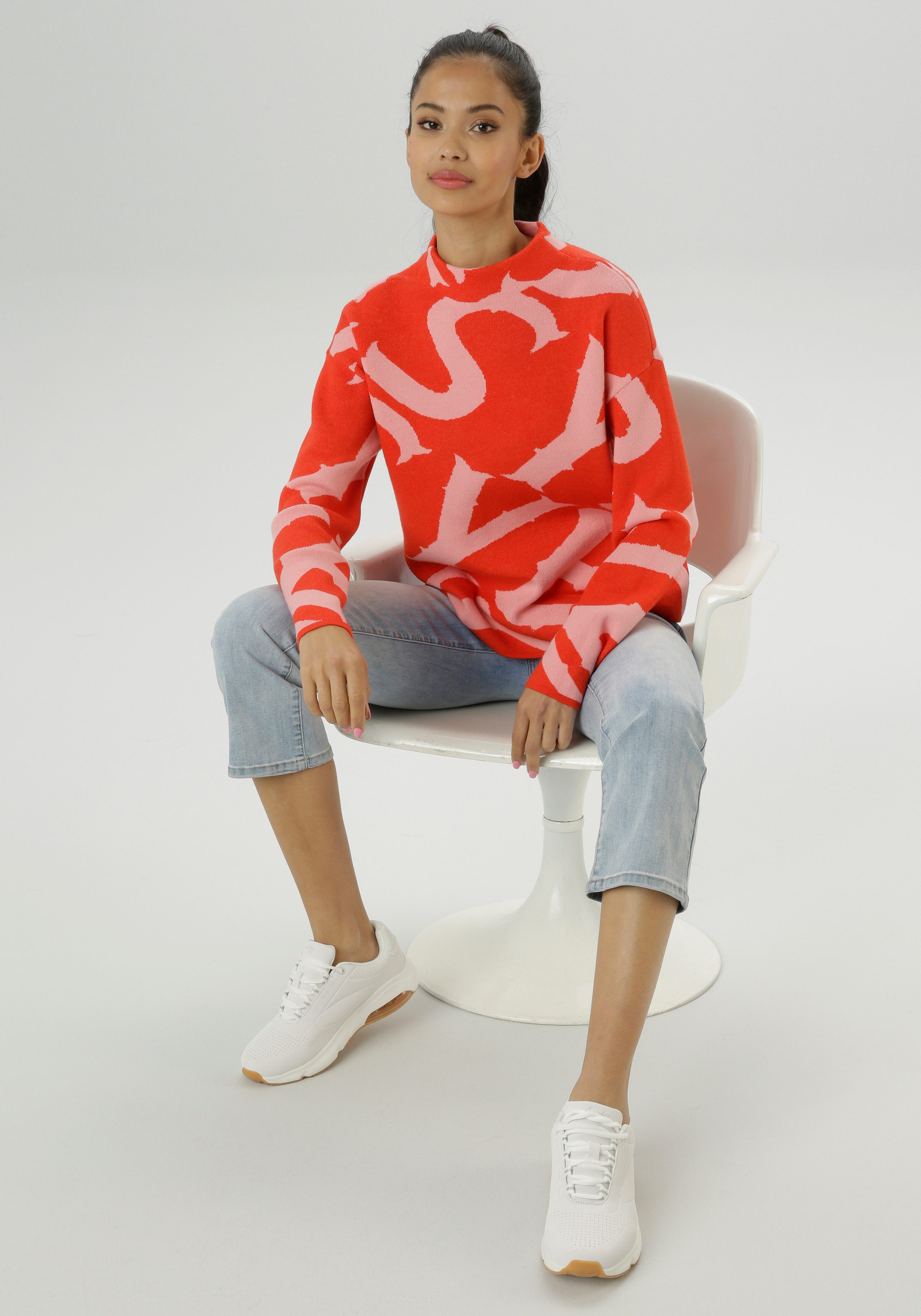 Aniston SELECTED Gebreide trui met elegant jacquard-patroon - nieuwe collectie