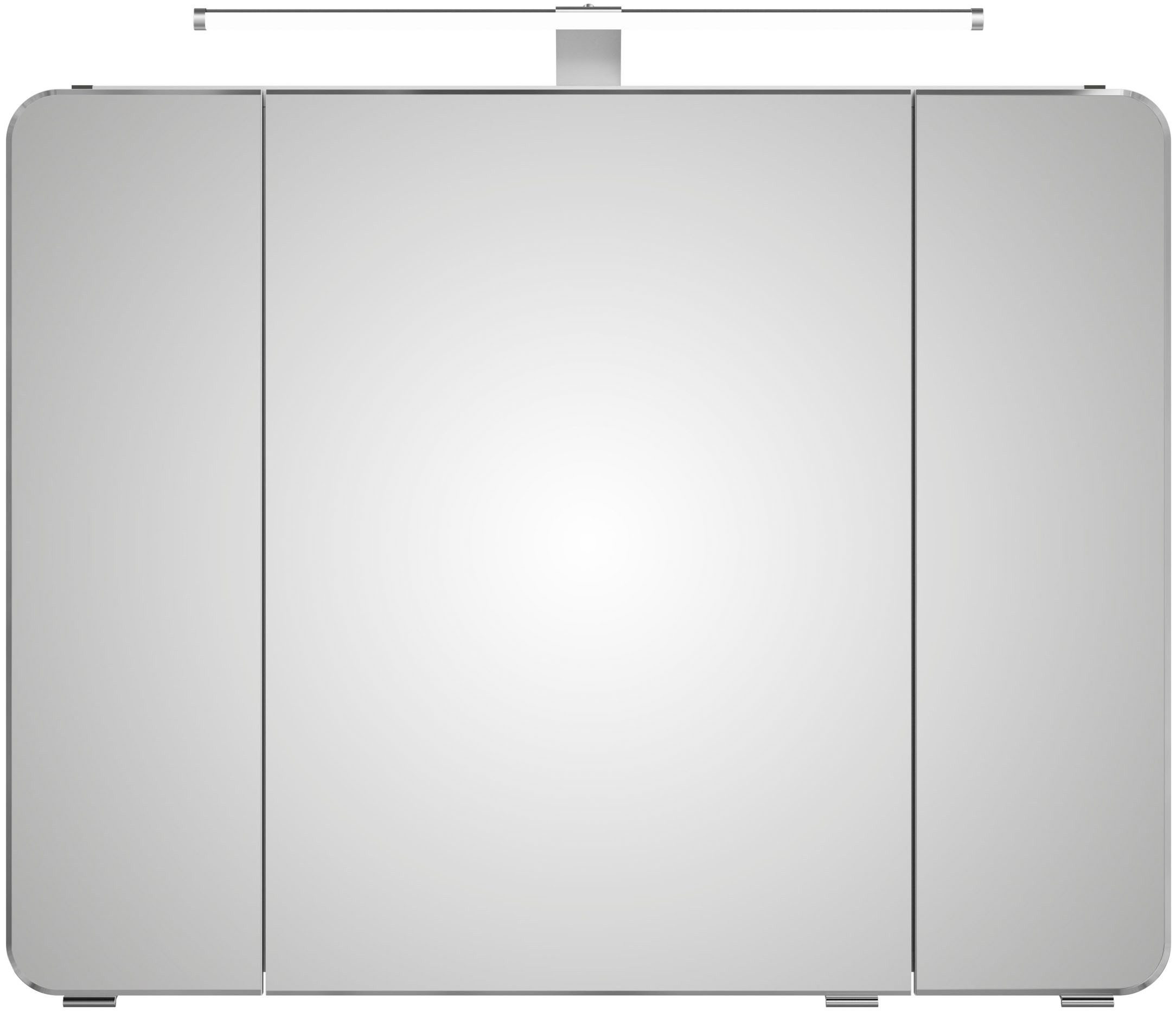 Saphir Spiegelkast Serie 4005 badkamer spiegelkast incl. LED-opbouwlamp Badkast 90 cm breed, 3 deuren, 6 glazen legplanken, incl. deurdemper