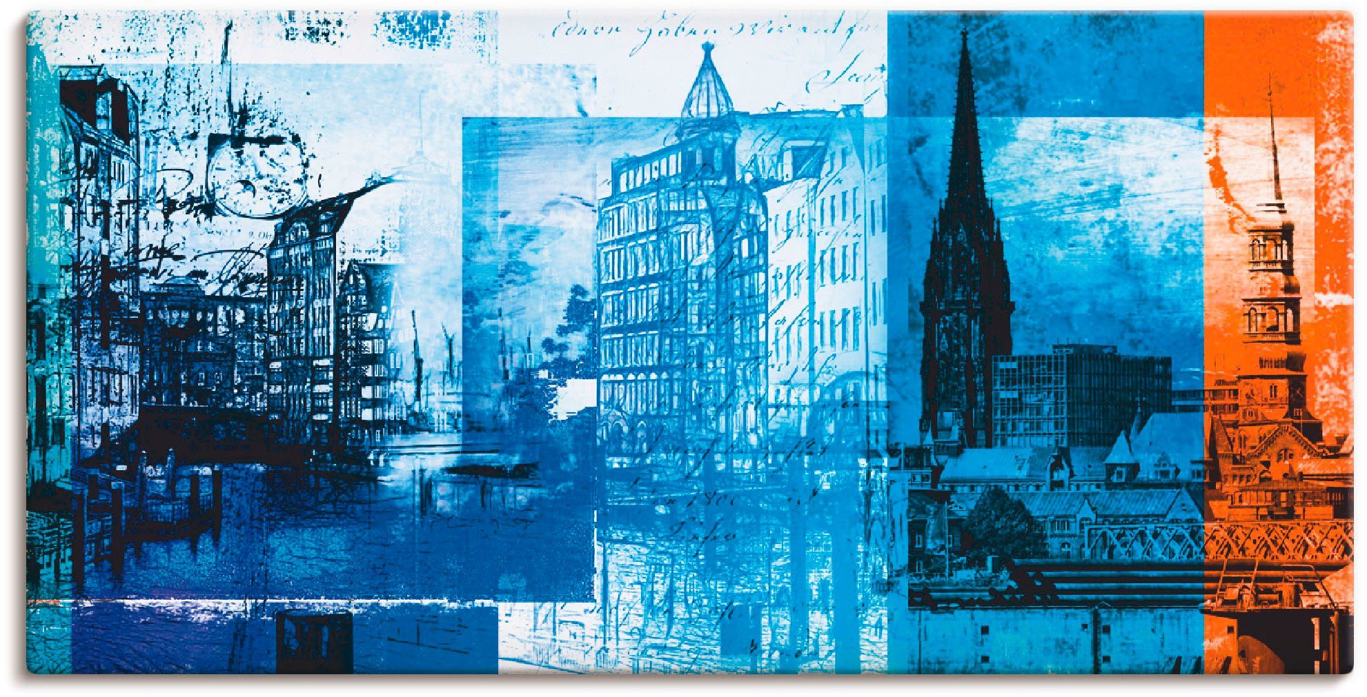 Artland Artprint Hamburg Collage IV in vele afmetingen & productsoorten -artprint op linnen, poster, muursticker / wandfolie ook geschikt voor de badkamer (1 stuk)