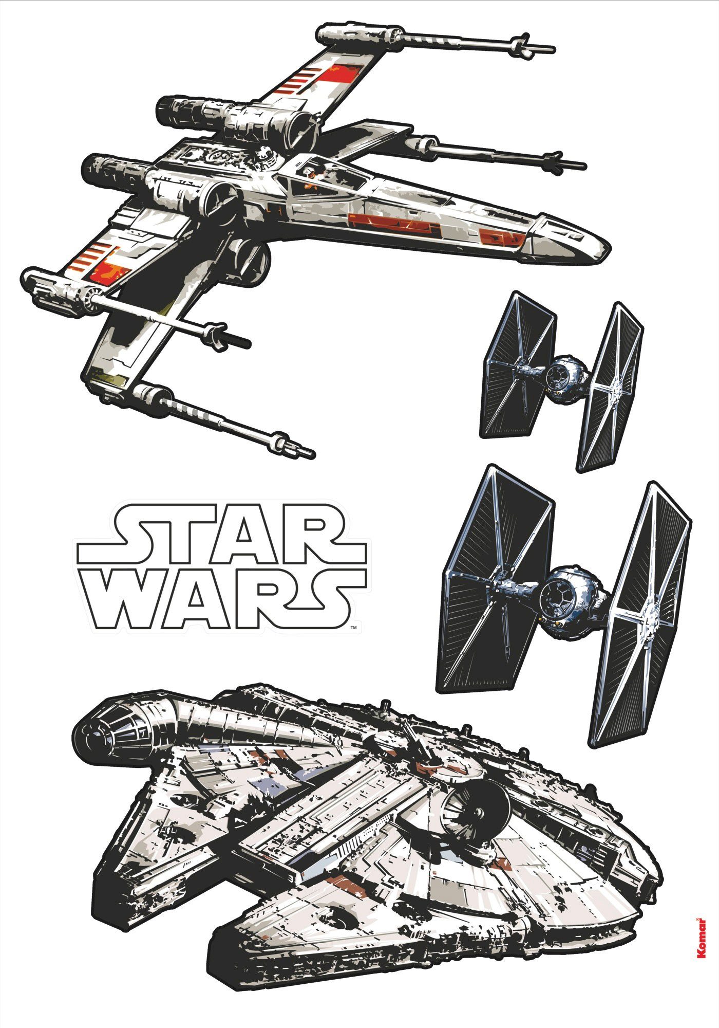 Komar Wandfolie Star Wars Spaceships zelfklevend, restloos afneembaar (set, 5 stuks)