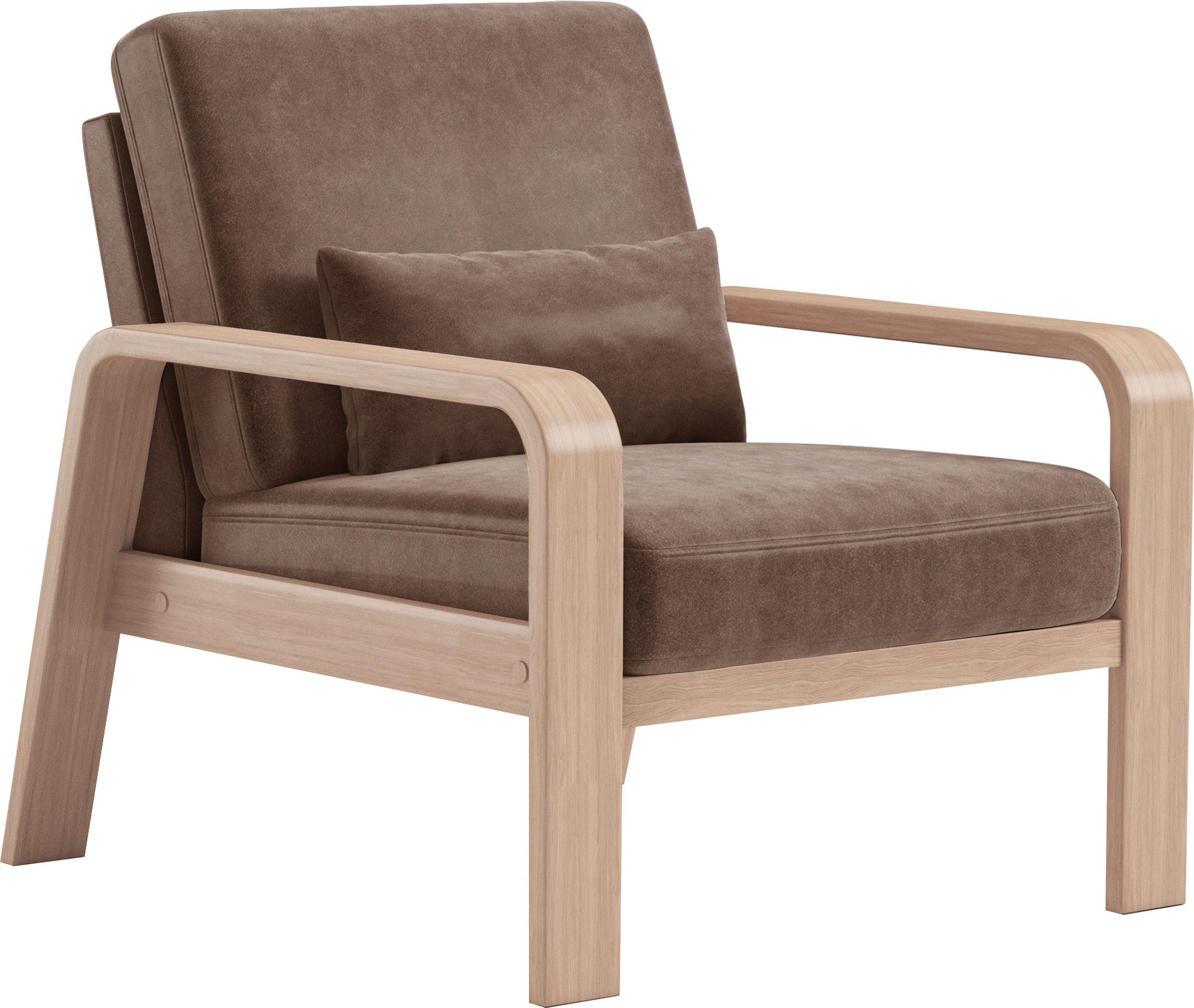 sit&more Fauteuil Kolding Armleuningen van natuurlijk beukenhout, verschillende bekledingen en kleuren