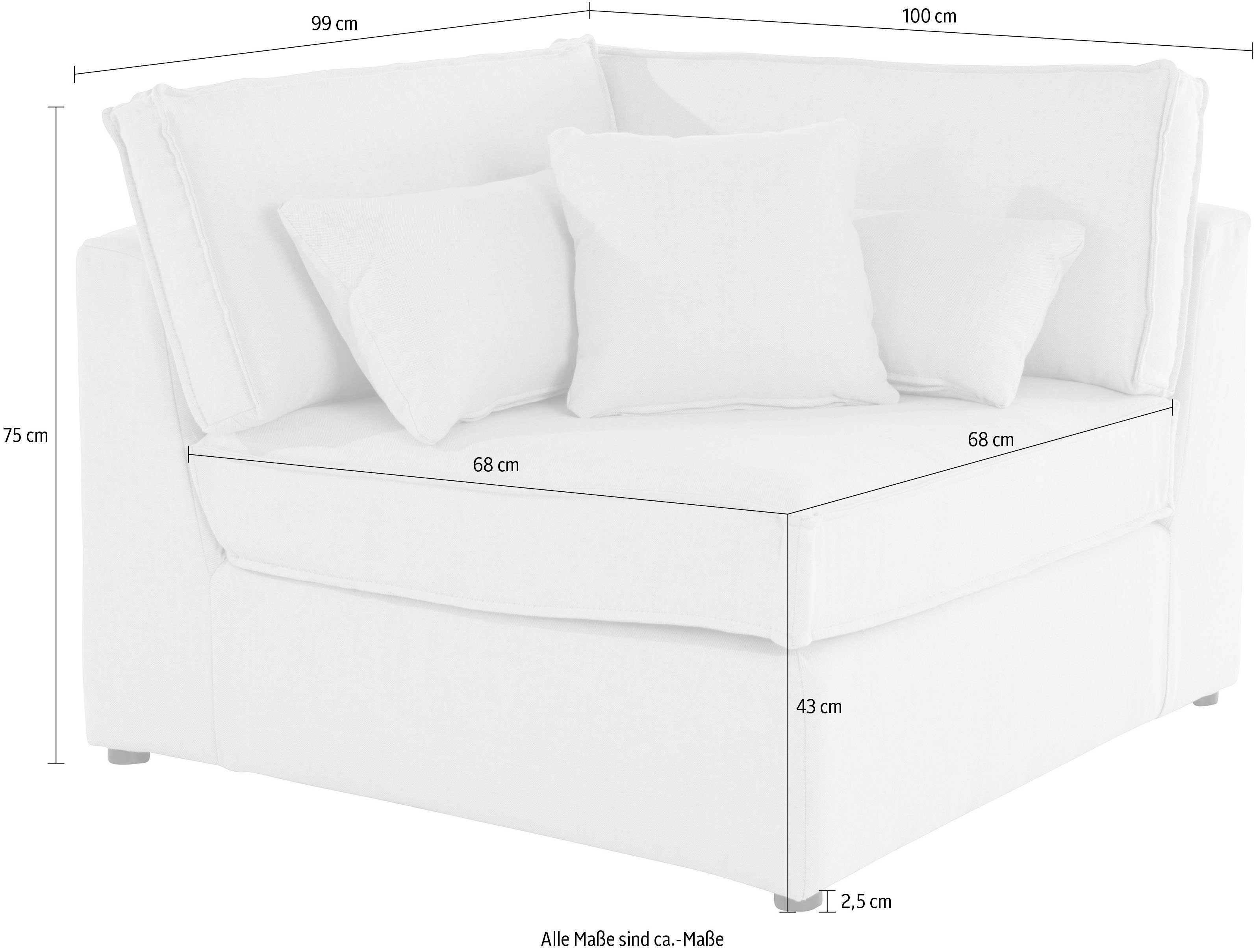 RAUM.ID Bank-hoekelement Florid Deel van een modulaire bank , stevig zitcomfort, ook in cord