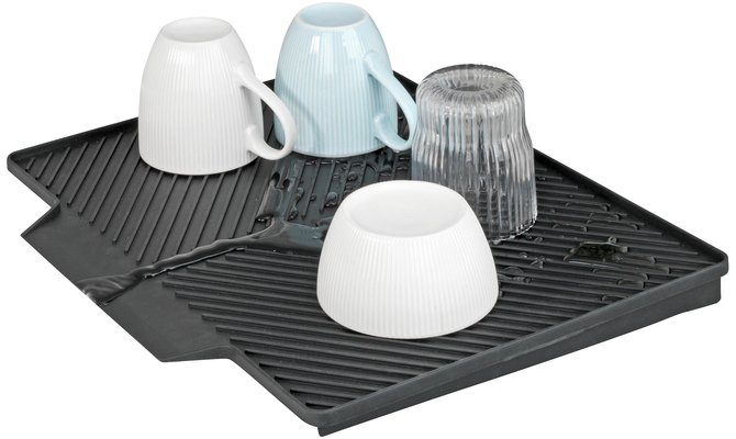 WENKO Afdruipmat Model Nelia met afvoergestel zwart, hellend oppervlak voor optimale waterafvoer