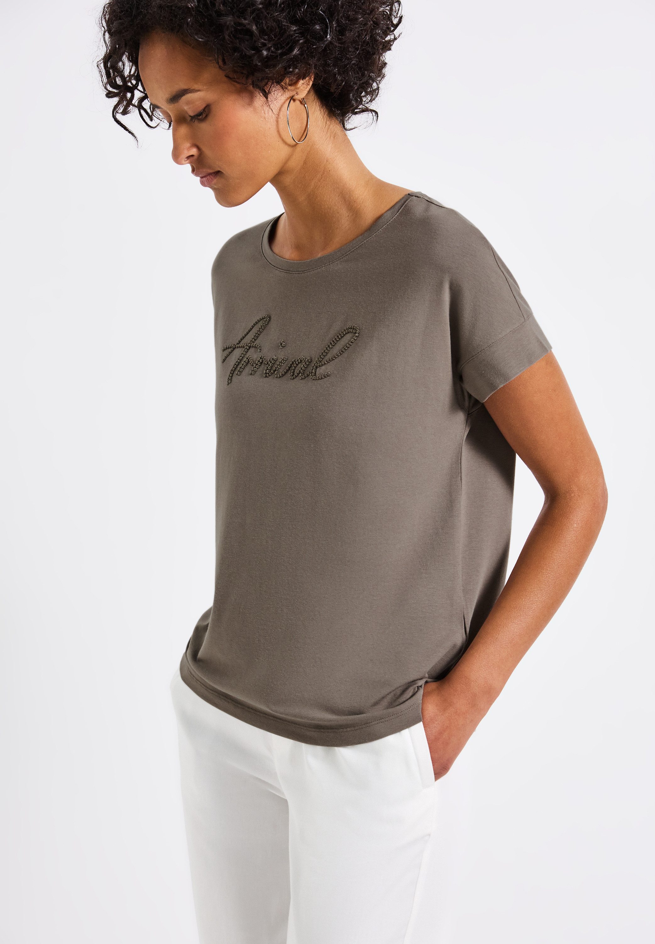 STREET ONE Shirttop met tekstborduursel