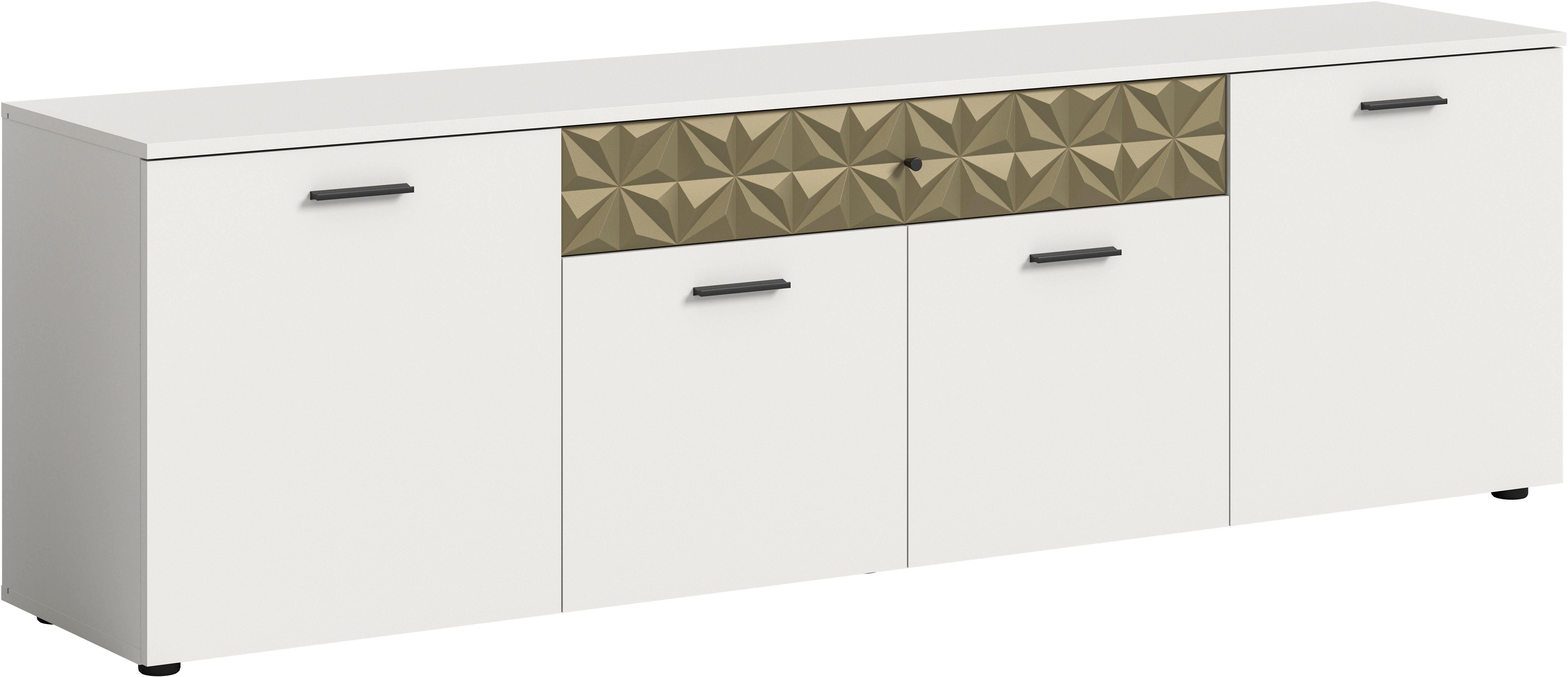 INOSIGN Tv-meubel Vicenza, breedte 190cm, ornamentafwerking, 4 deuren, 1 lade 8 vakken, metalen grepen, tv-kast, televisiekast, mediaboard lowboards