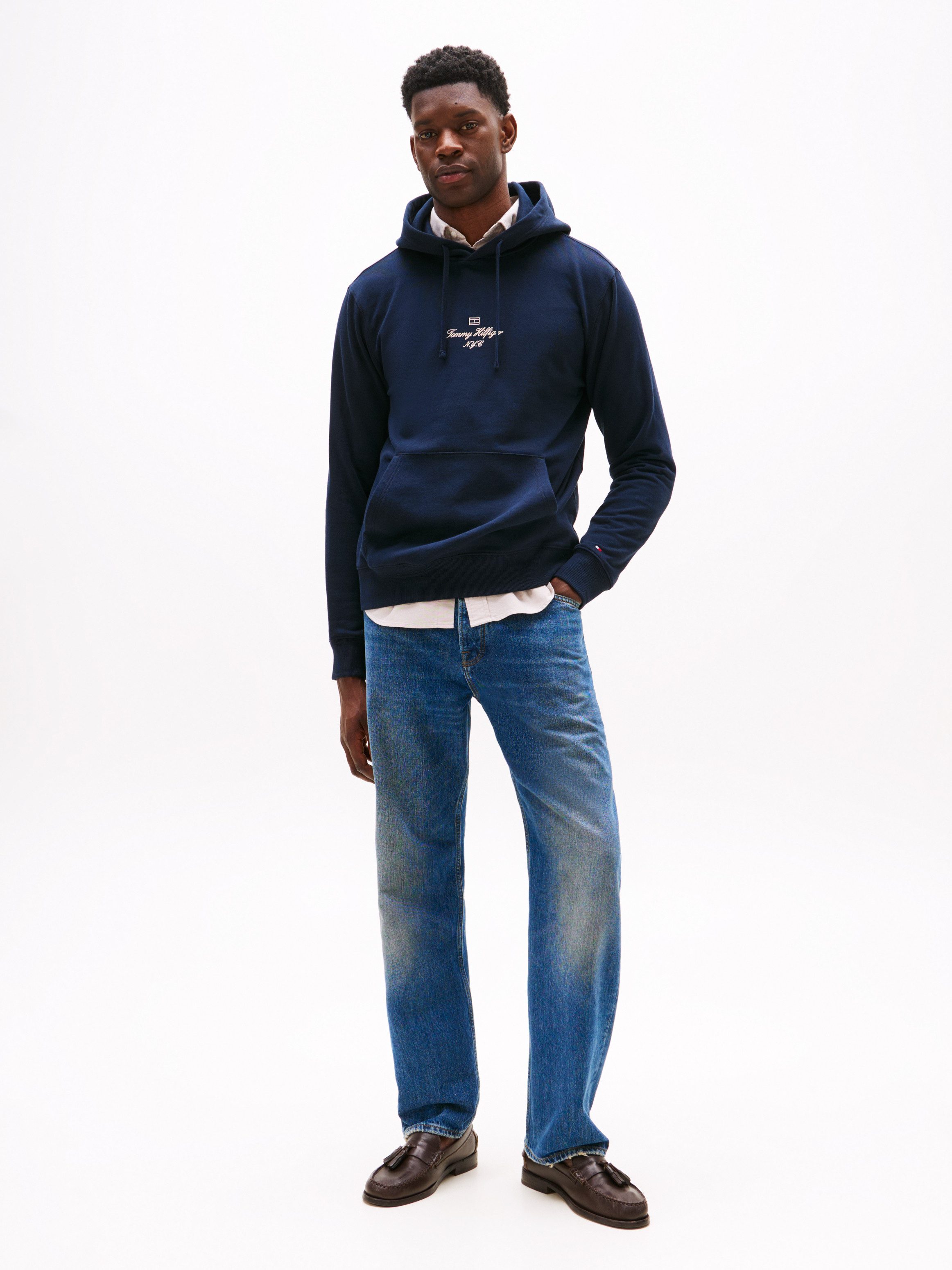 Tommy Hilfiger Hoodie OUTLINE FLAG SCRIPT HOODIE met contrastkleurig borduursel