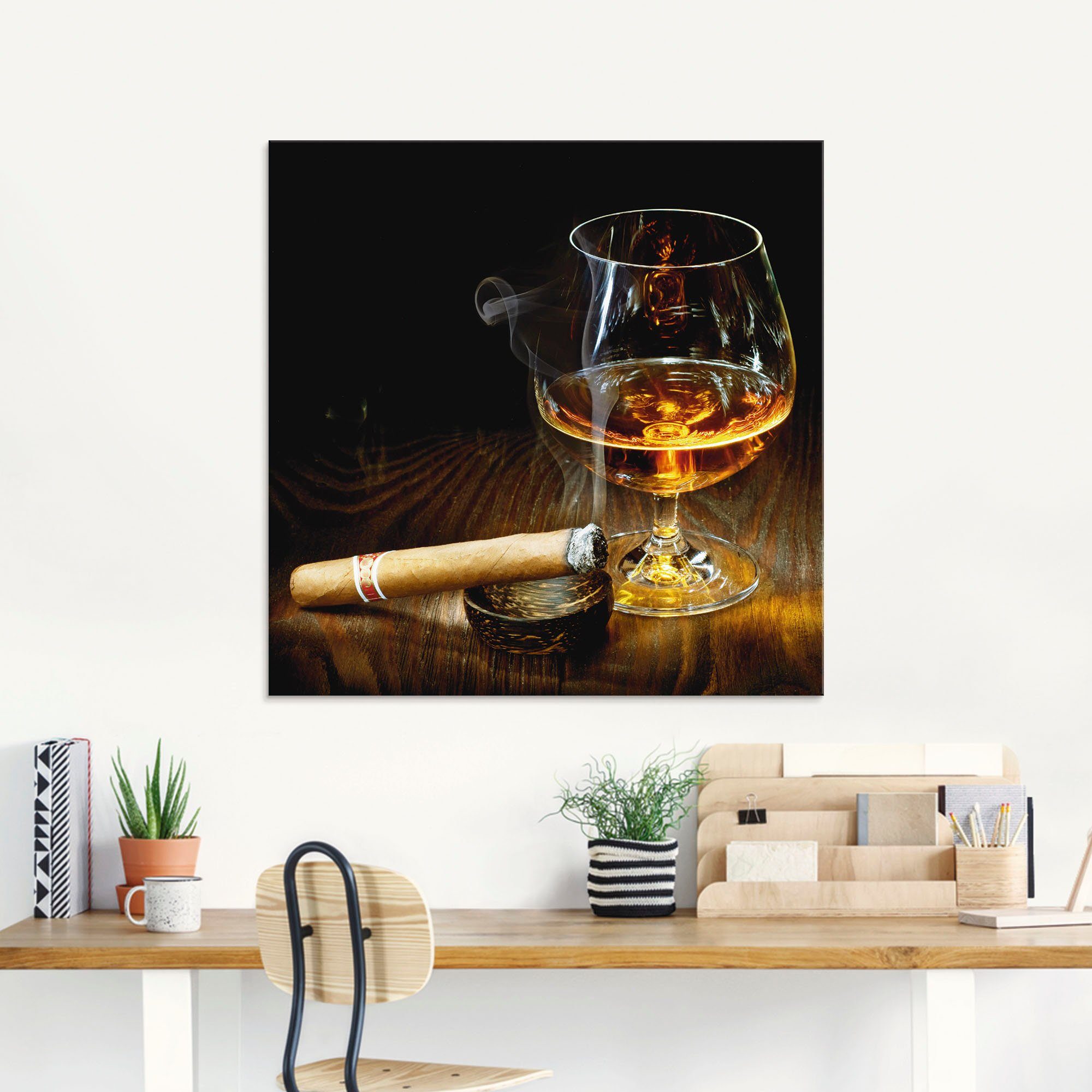 Artland Print op glas Sigaar en cognac in verschillende maten