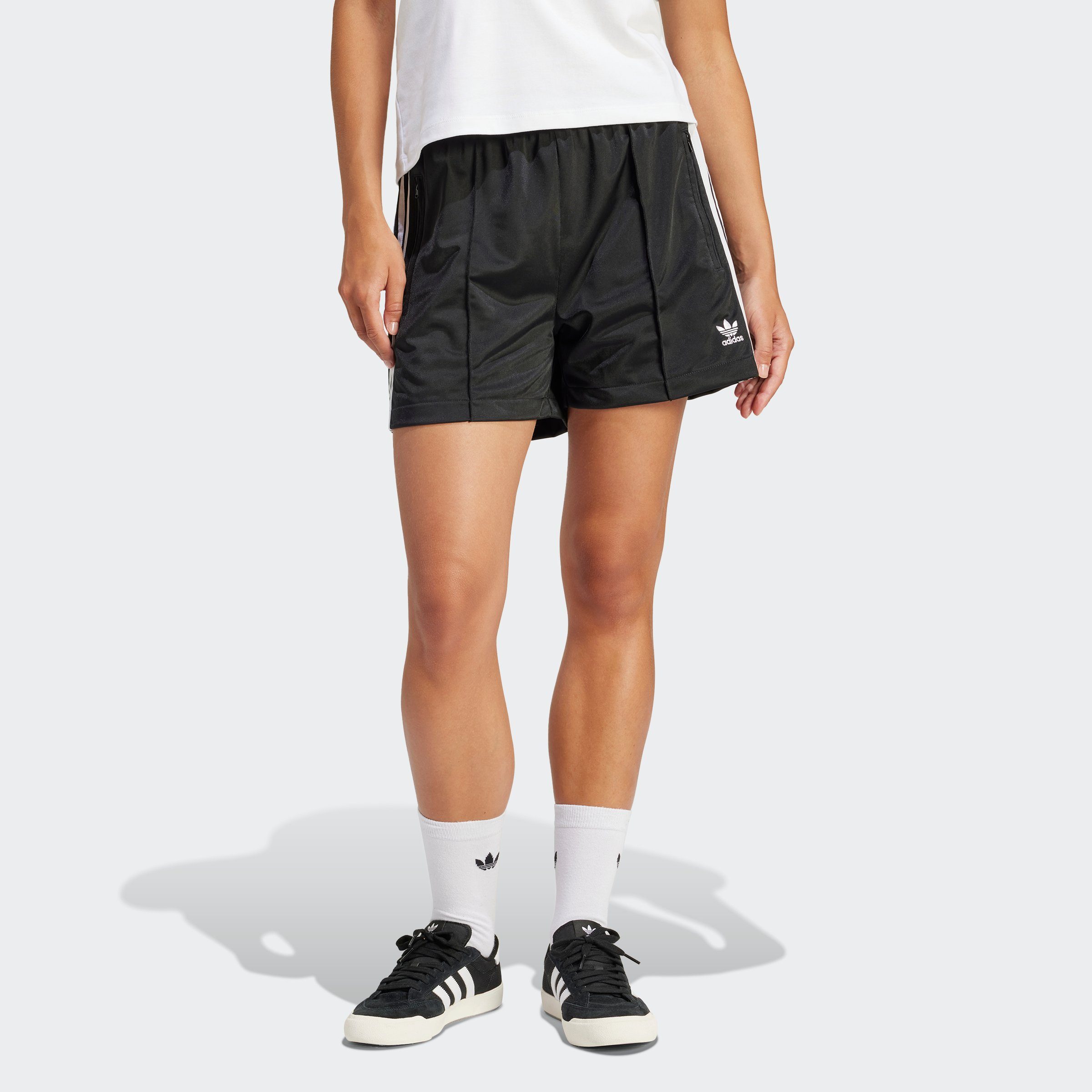 Zwarte Firebird Shorts met Zijstrepen Adidas Originals , Black , Dames