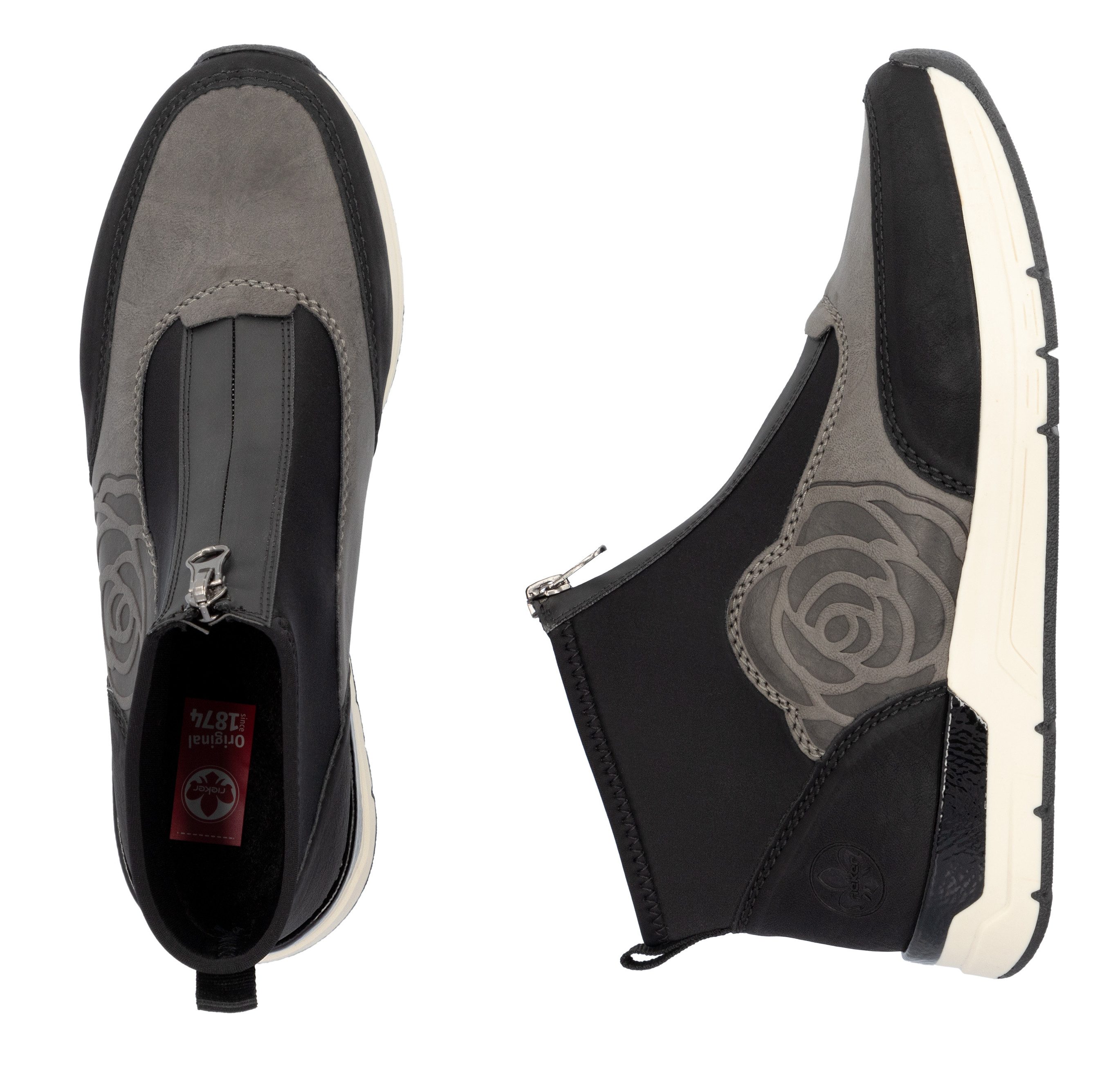 Rieker Slip-on sneakers instaplaarzen, enkellaars, high top sneaker in vegan uitvoering