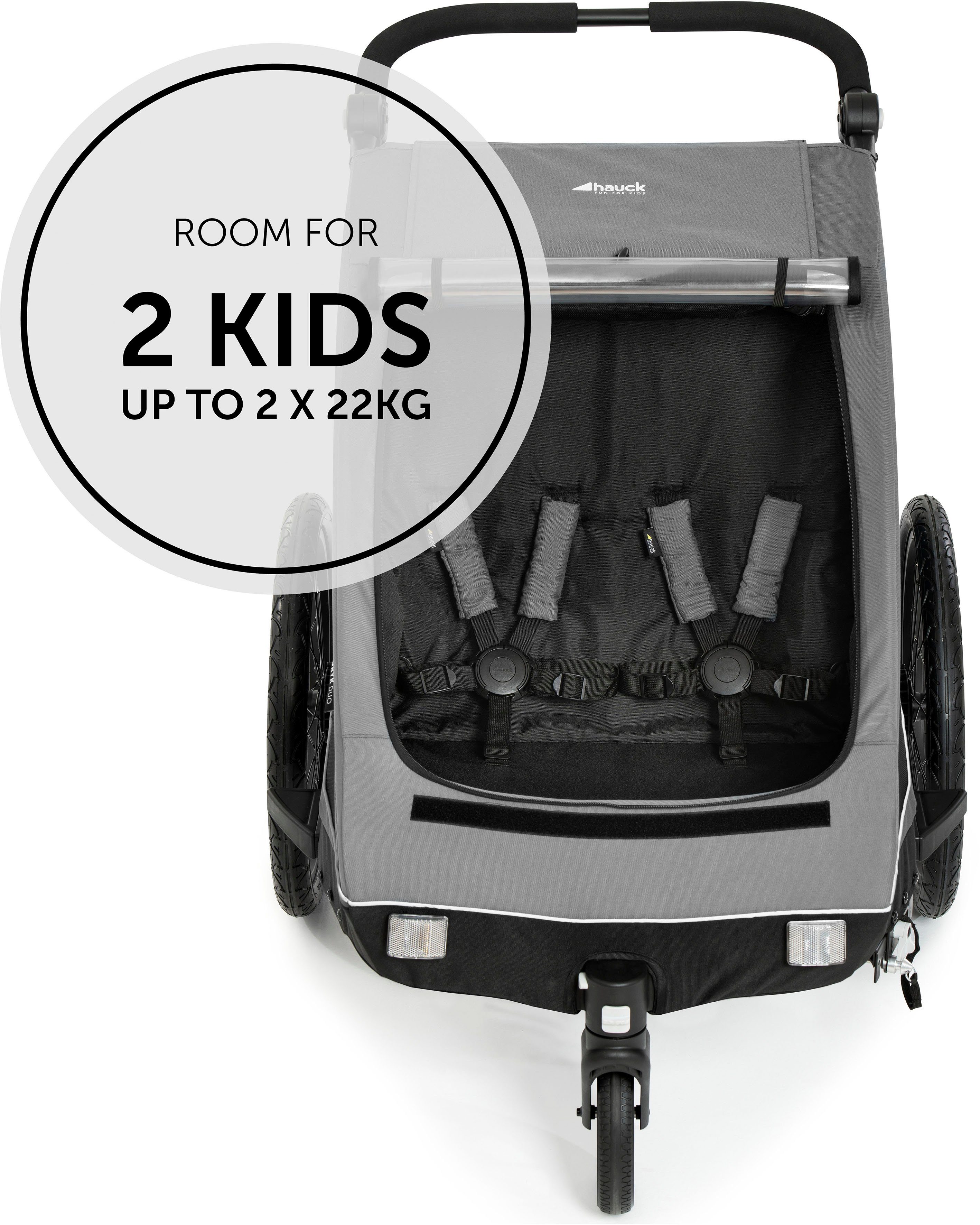 Hauck Kinderen fiets aanhanger 2in1 Fietstrailer en Buggy Dryk Duo, grijs