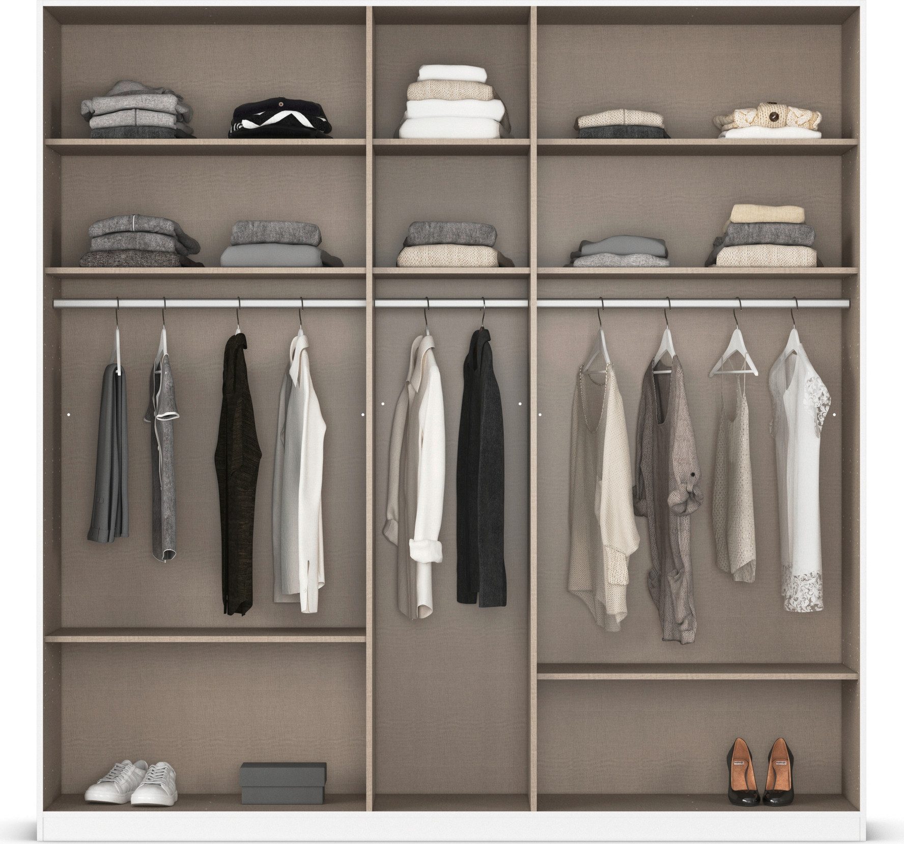 rauch Draaideurkast Kleiderschrank Schrank Garderobe AGORDO TOPSELLER Schlafzimmer doordachte binnenuitrusting, in 6 breedtes en 2 hoogtes made in germany
